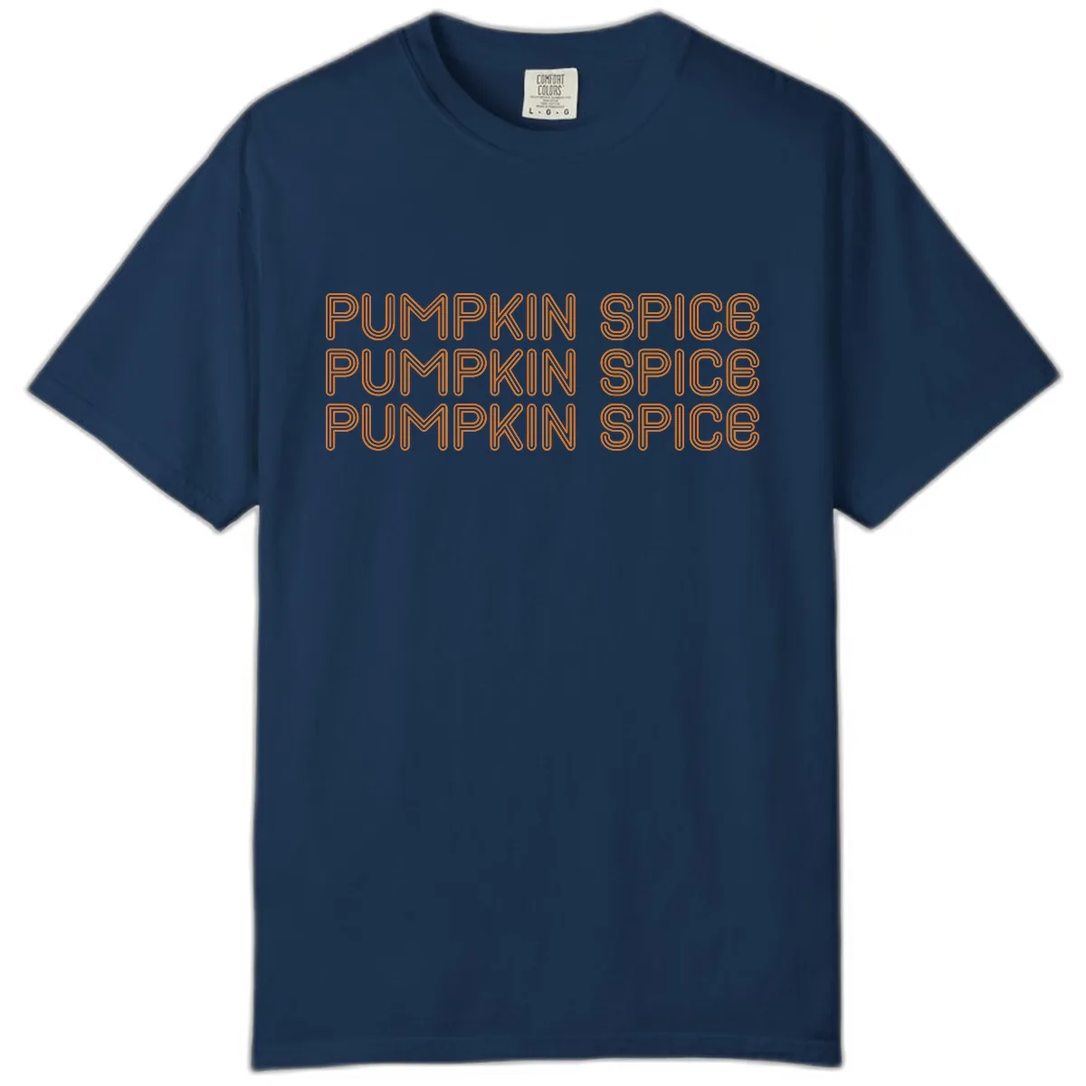 Pumpkin Spice Text Pattern Comfort Color in Navy
