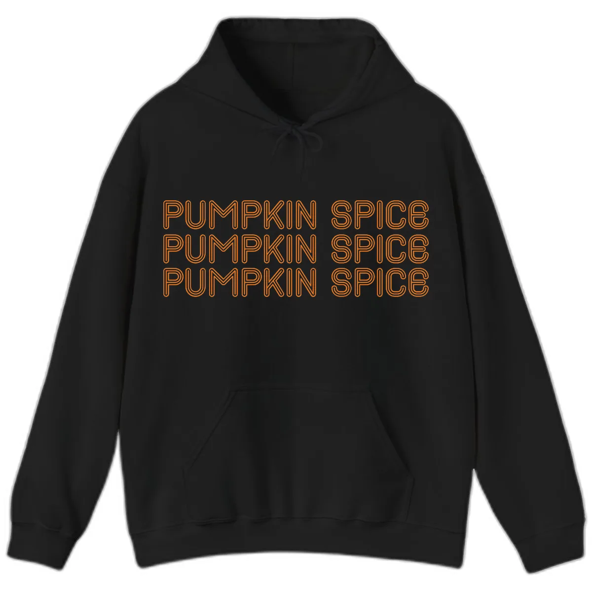 Pumpkin Spice Text Pattern Hoodie in Black