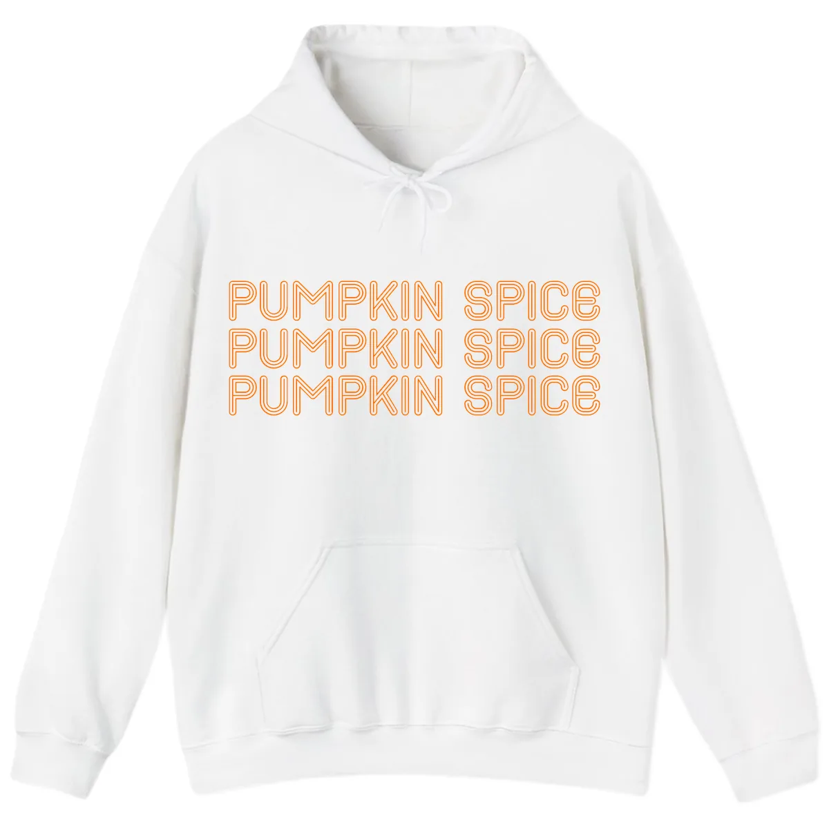 Pumpkin Spice Text Pattern Hoodie in White