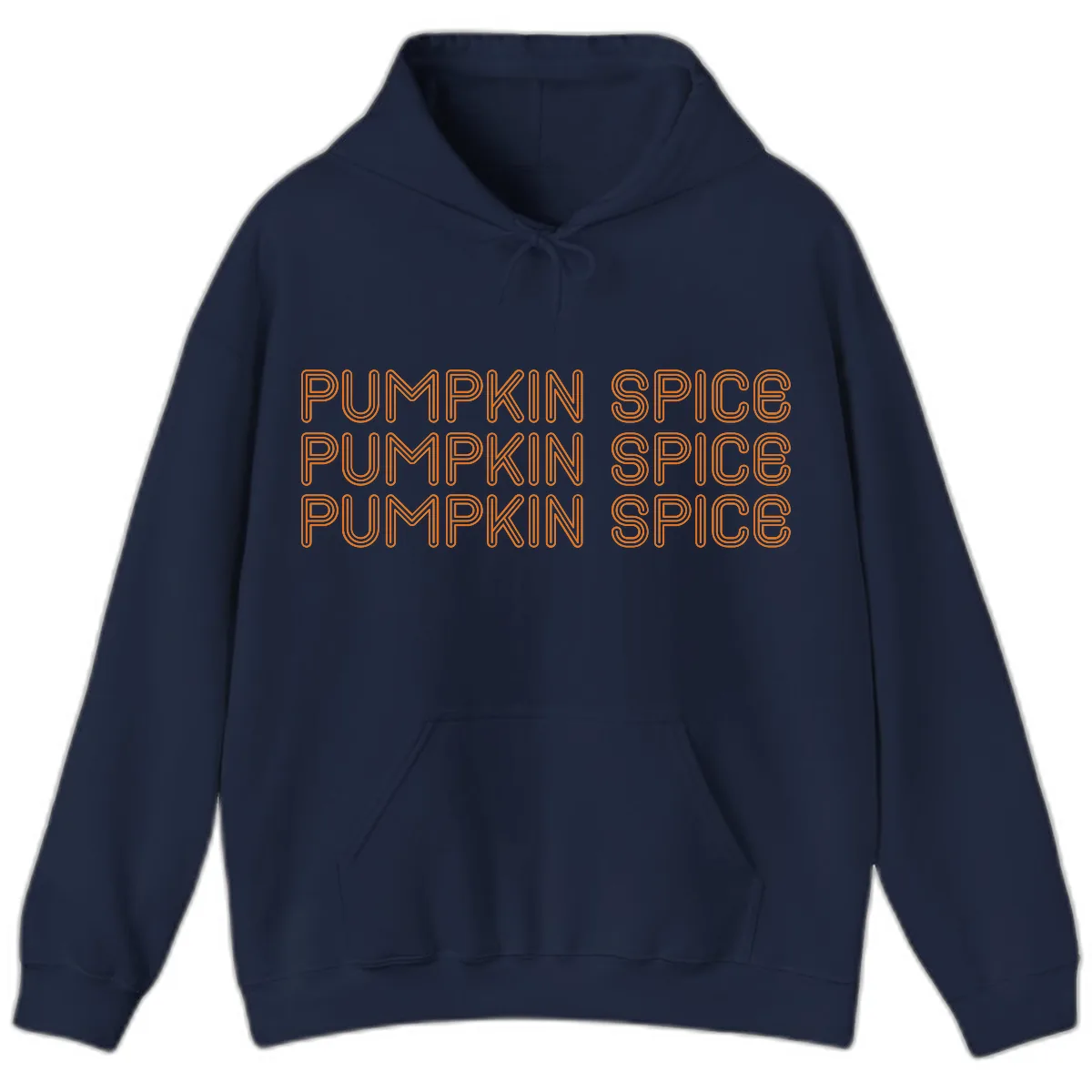 Pumpkin Spice Text Pattern Hoodie in Navy