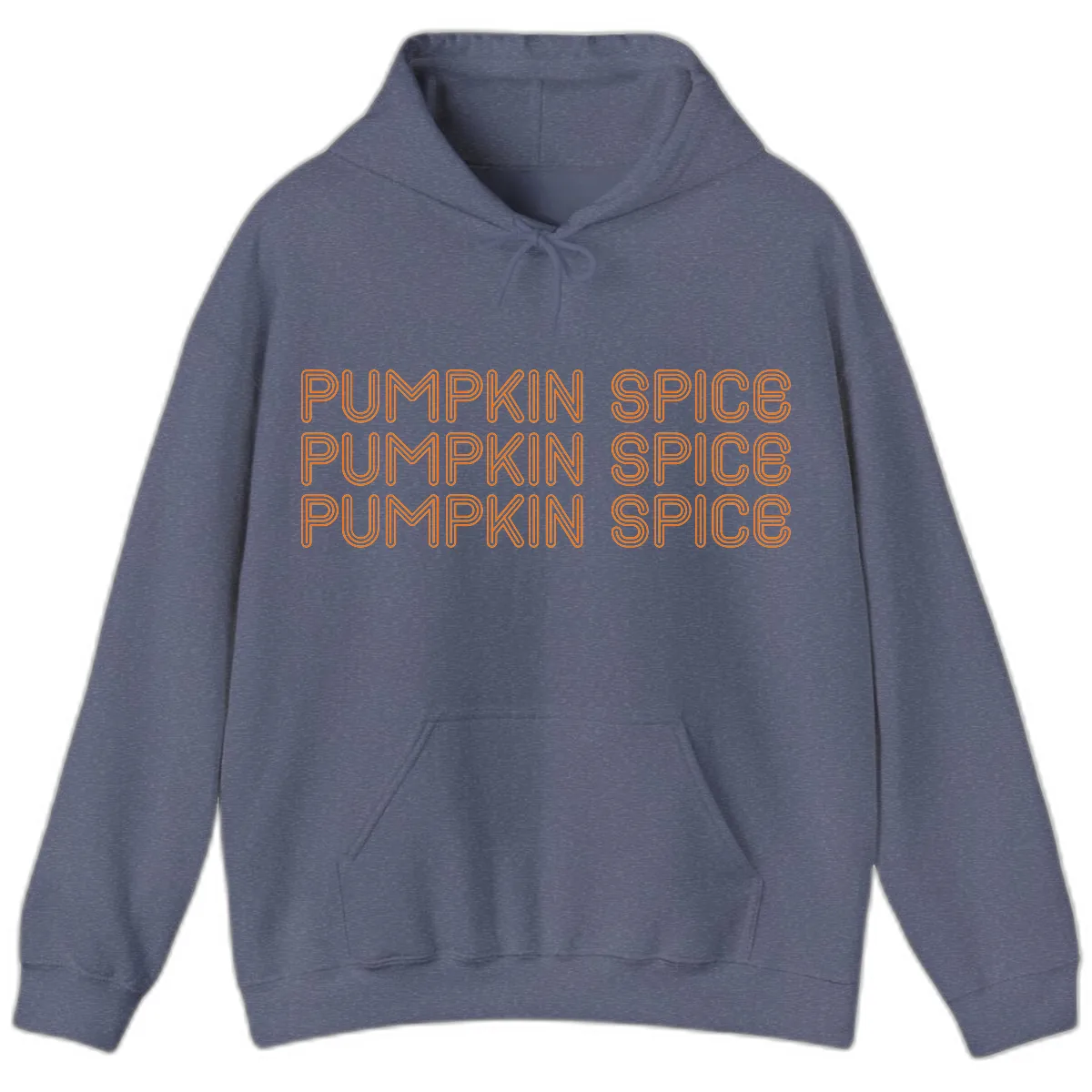 Pumpkin Spice Text Pattern Hoodie in Heather Navy