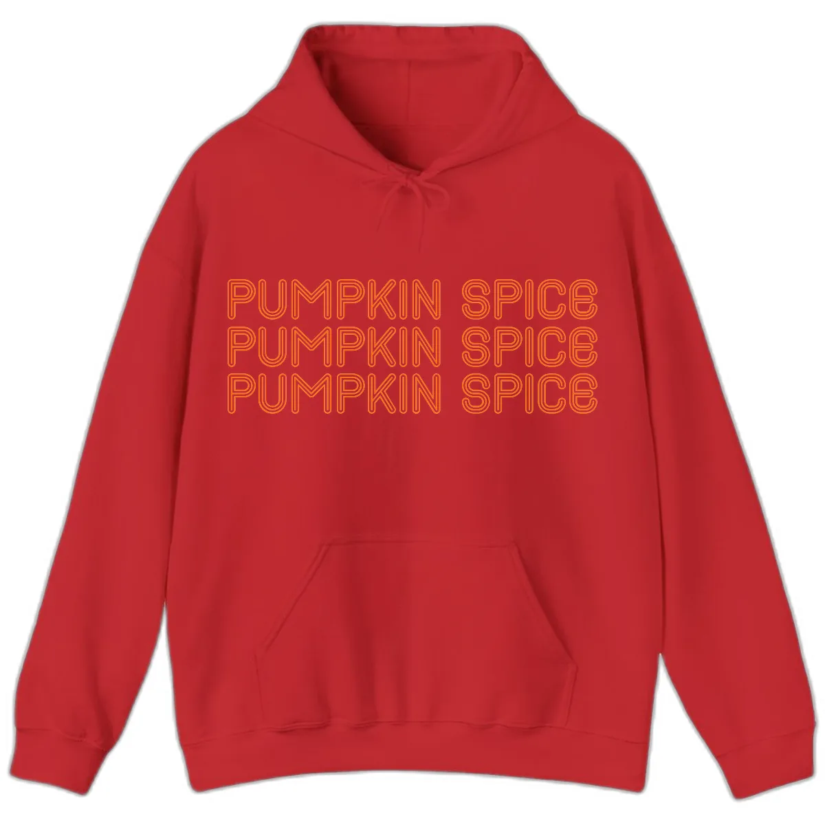 Pumpkin Spice Text Pattern Hoodie in Red