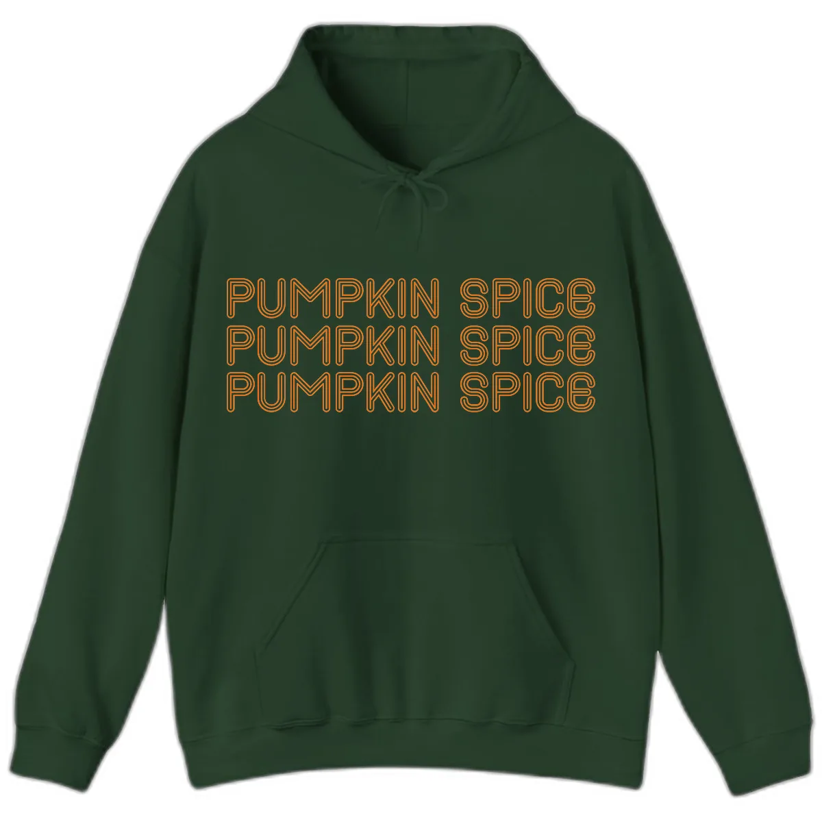Pumpkin Spice Text Pattern Hoodie in Forest Green