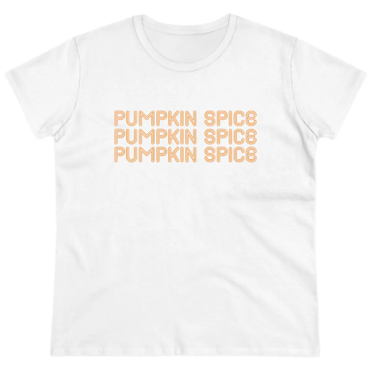 Pumpkin Spice Text Pattern Ladies Tee in White