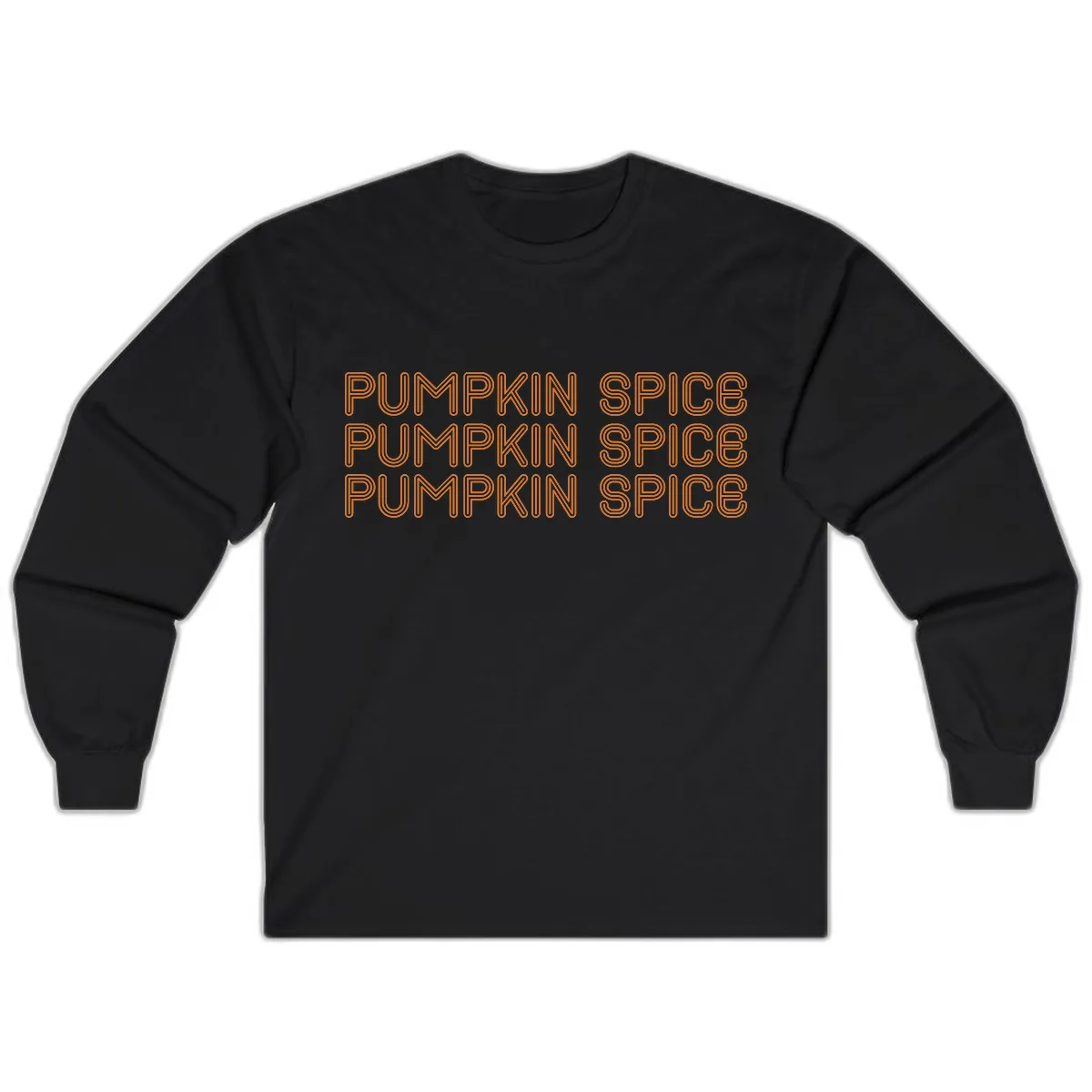 Pumpkin Spice Text Pattern Long Sleeve in Black