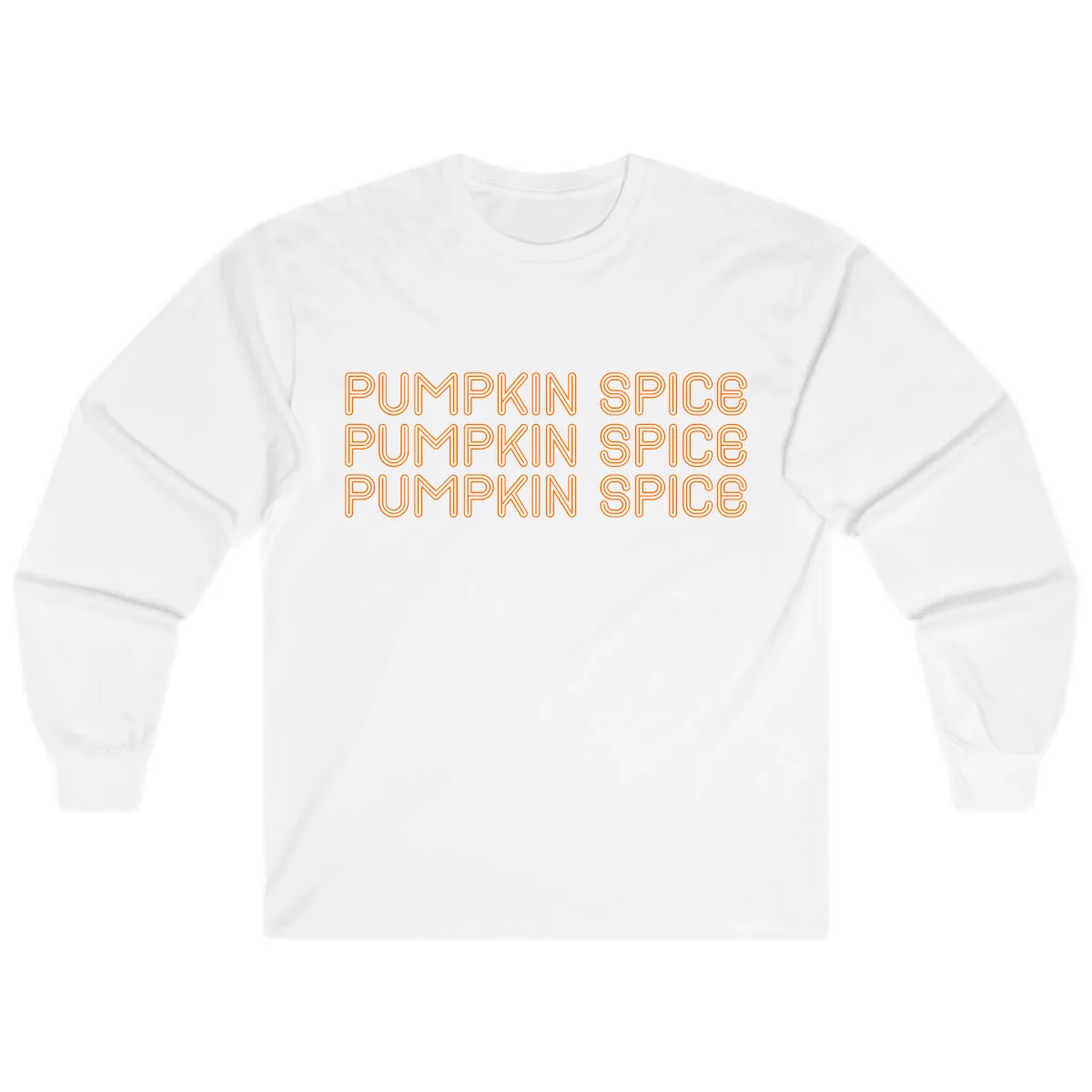 Pumpkin Spice Text Pattern Long Sleeve in White