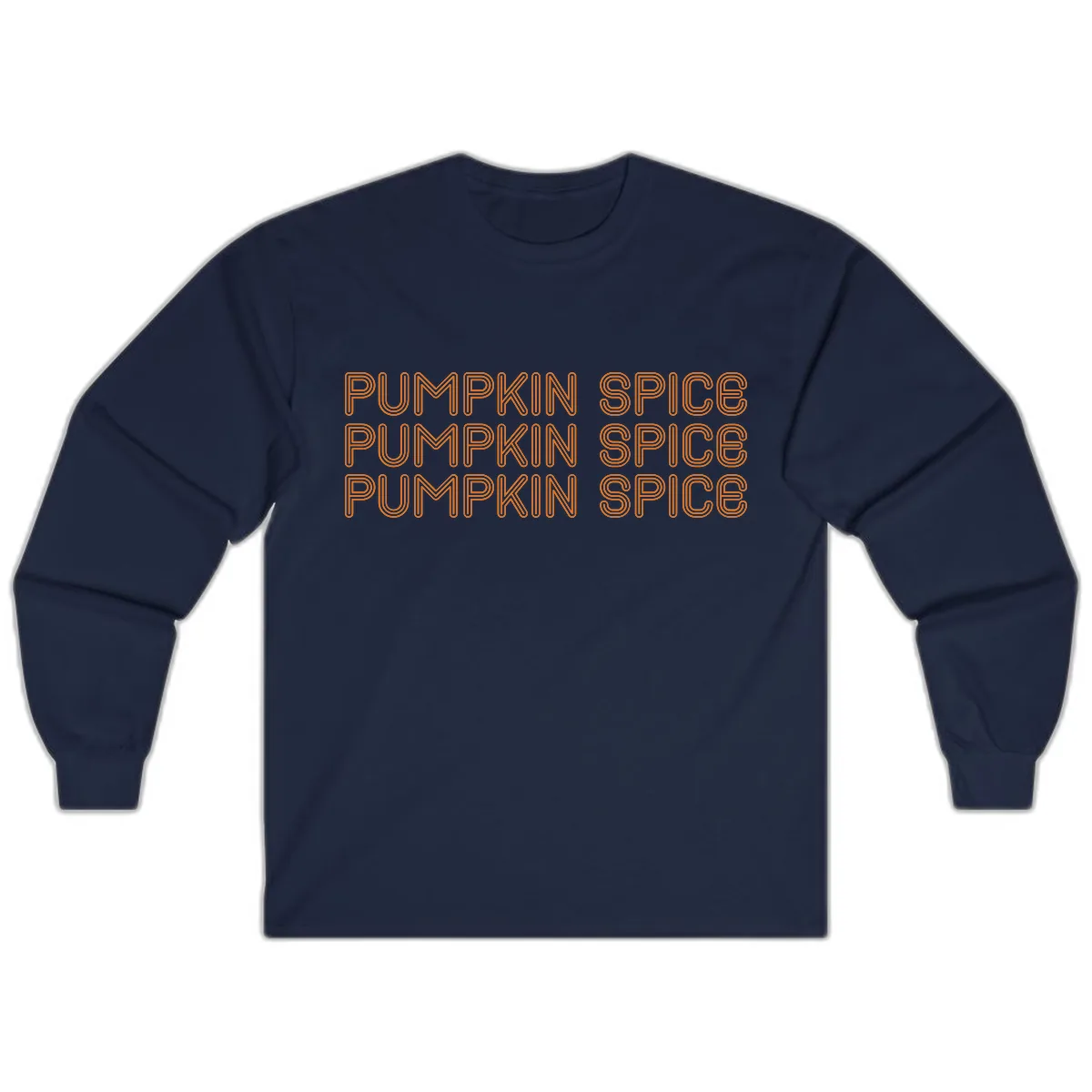 Pumpkin Spice Text Pattern Long Sleeve in Navy
