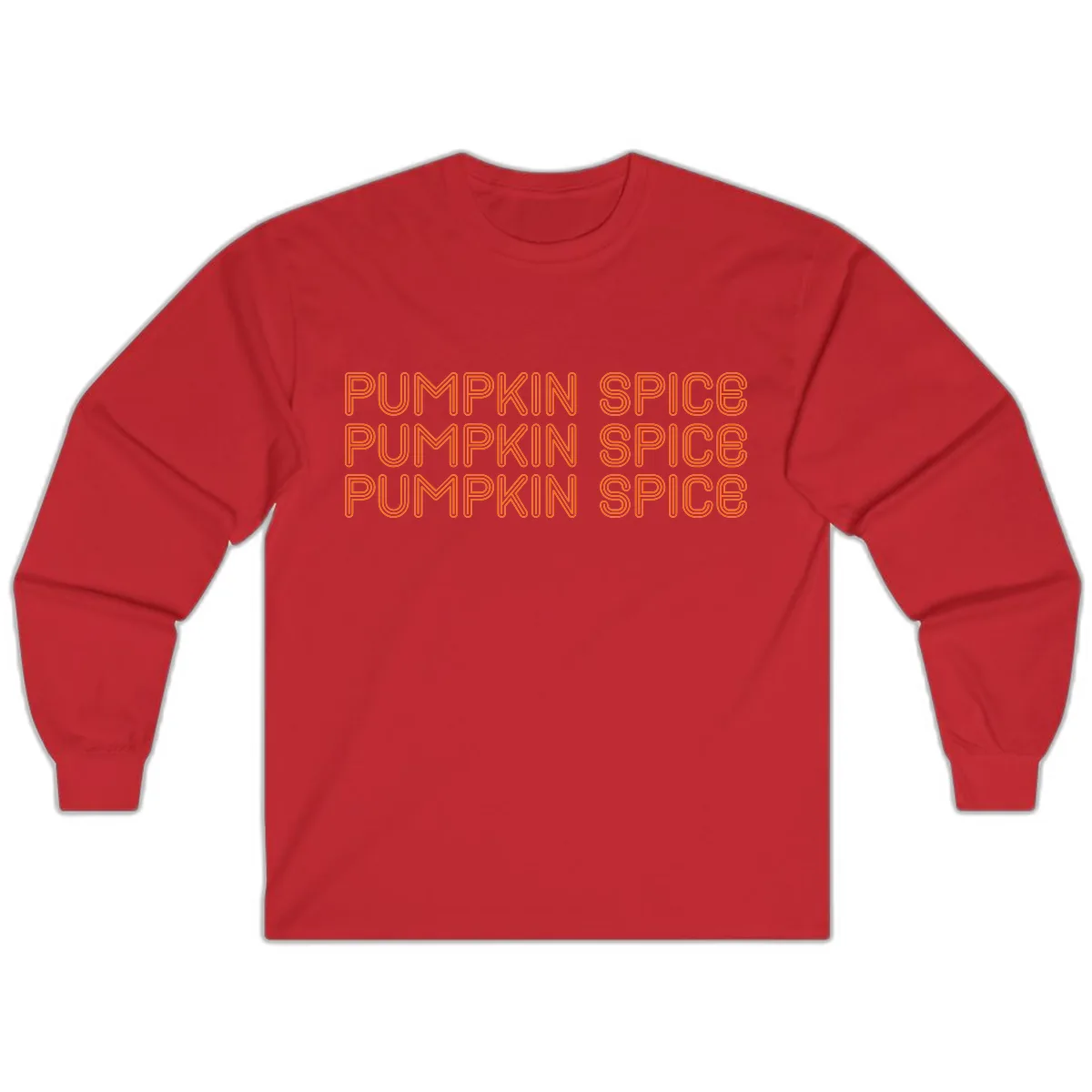 Pumpkin Spice Text Pattern Long Sleeve in Red