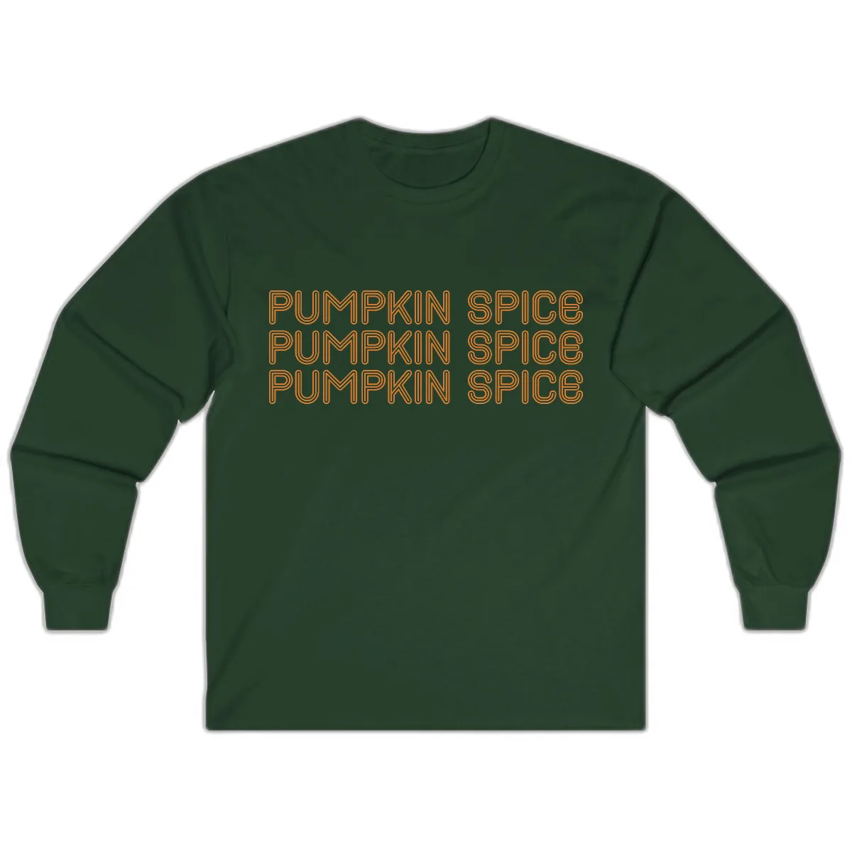 Pumpkin Spice Text Pattern Long Sleeve in Forest Green