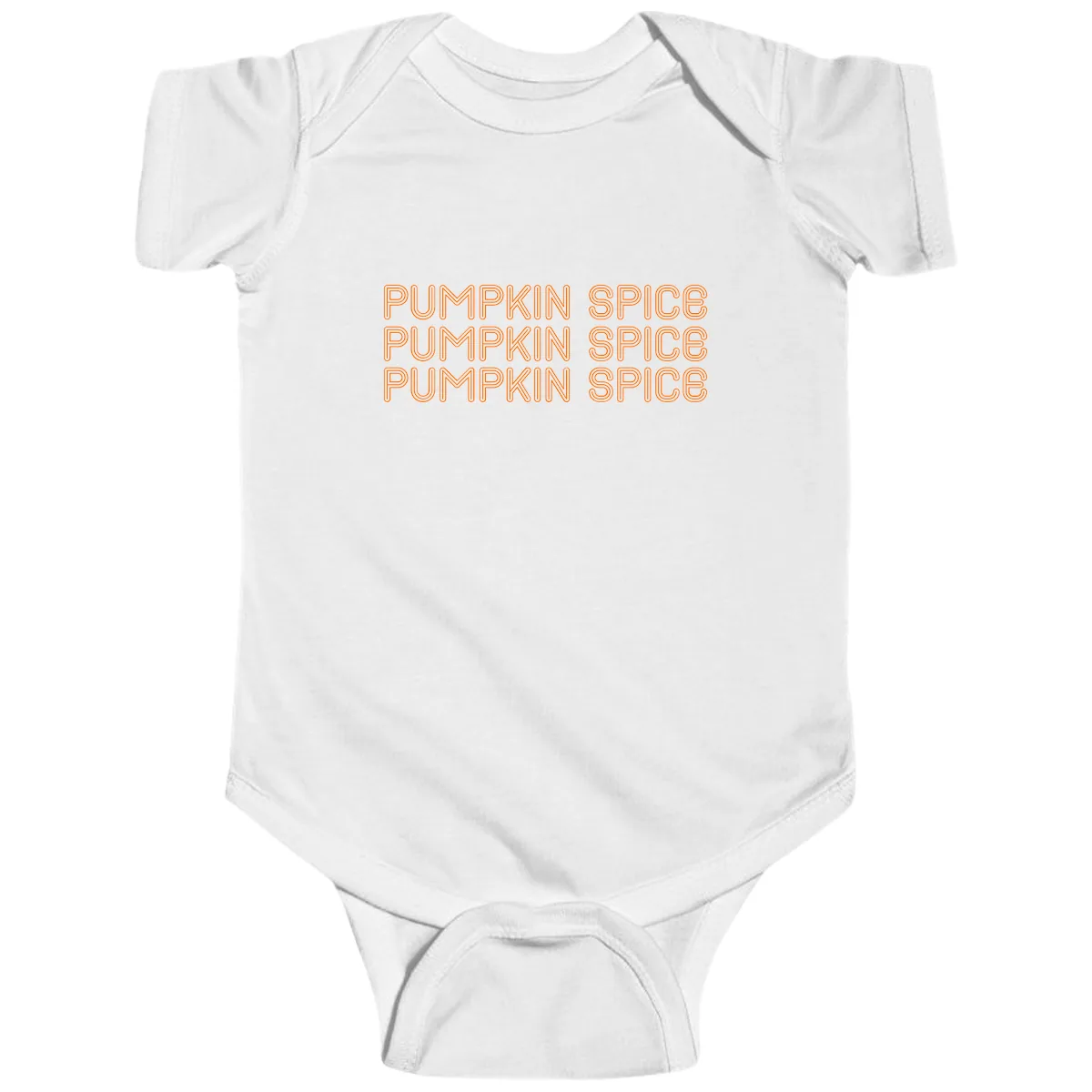 Pumpkin Spice Text Pattern Baby Onesie in White