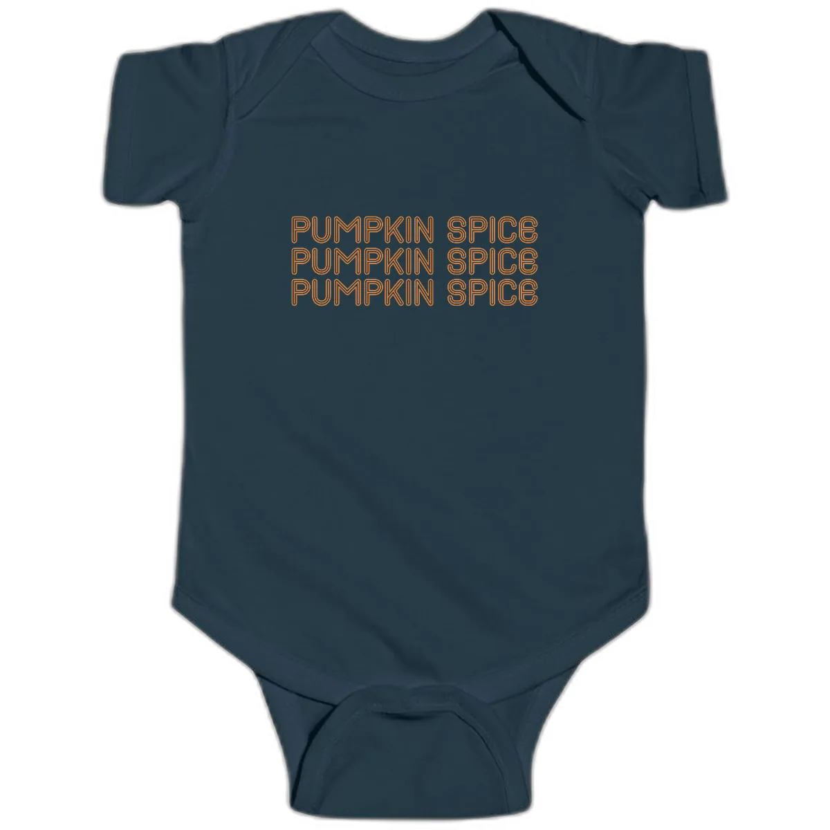 Pumpkin Spice Text Pattern Baby Onesie in Navy