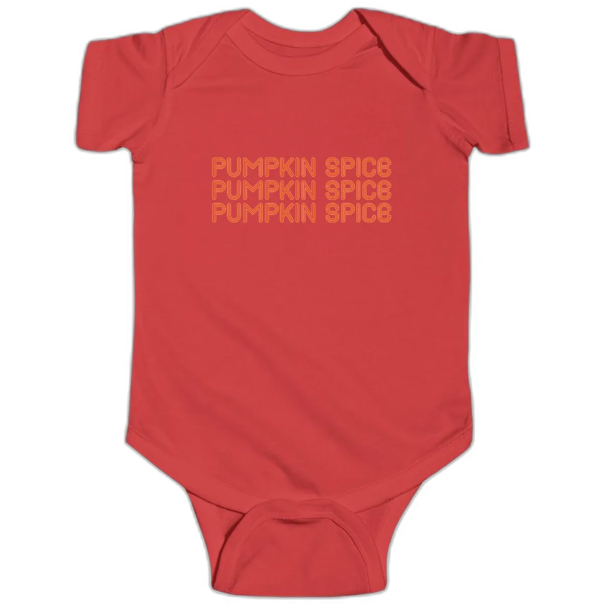 Pumpkin Spice Text Pattern Baby Onesie in Red