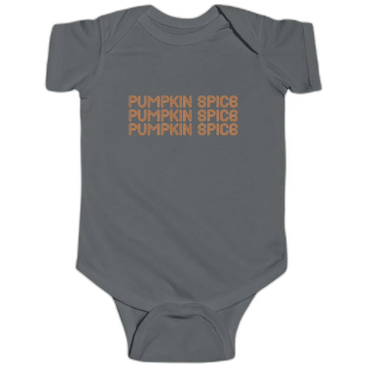 Pumpkin Spice Text Pattern Baby Onesie in Charcoal