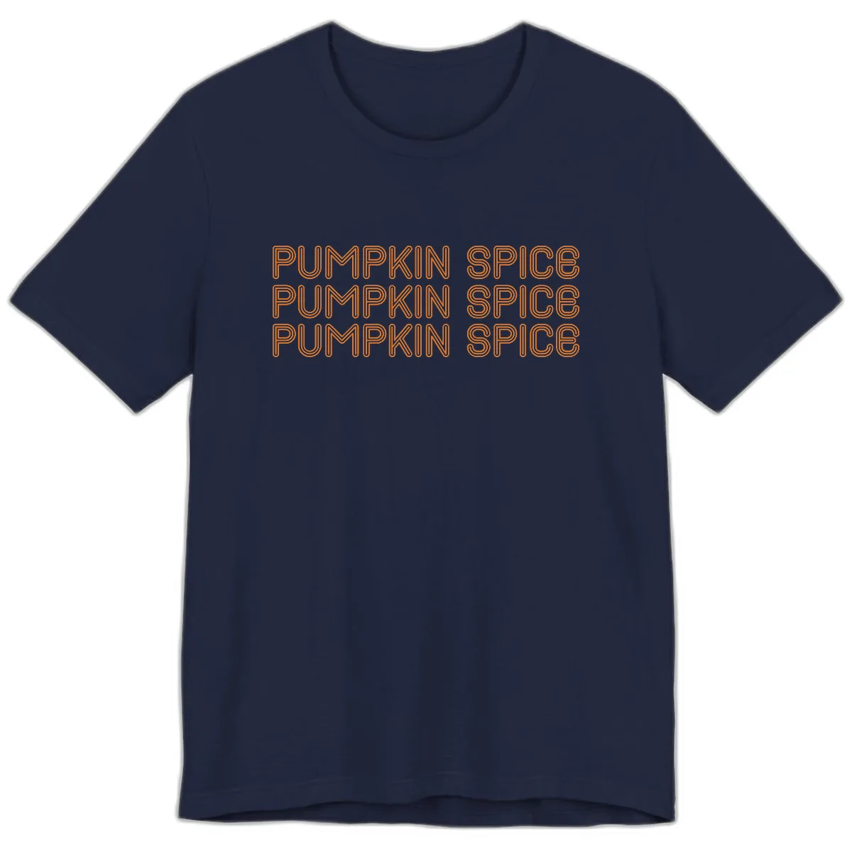Pumpkin Spice Text Pattern Premium T-Shirt in Navy