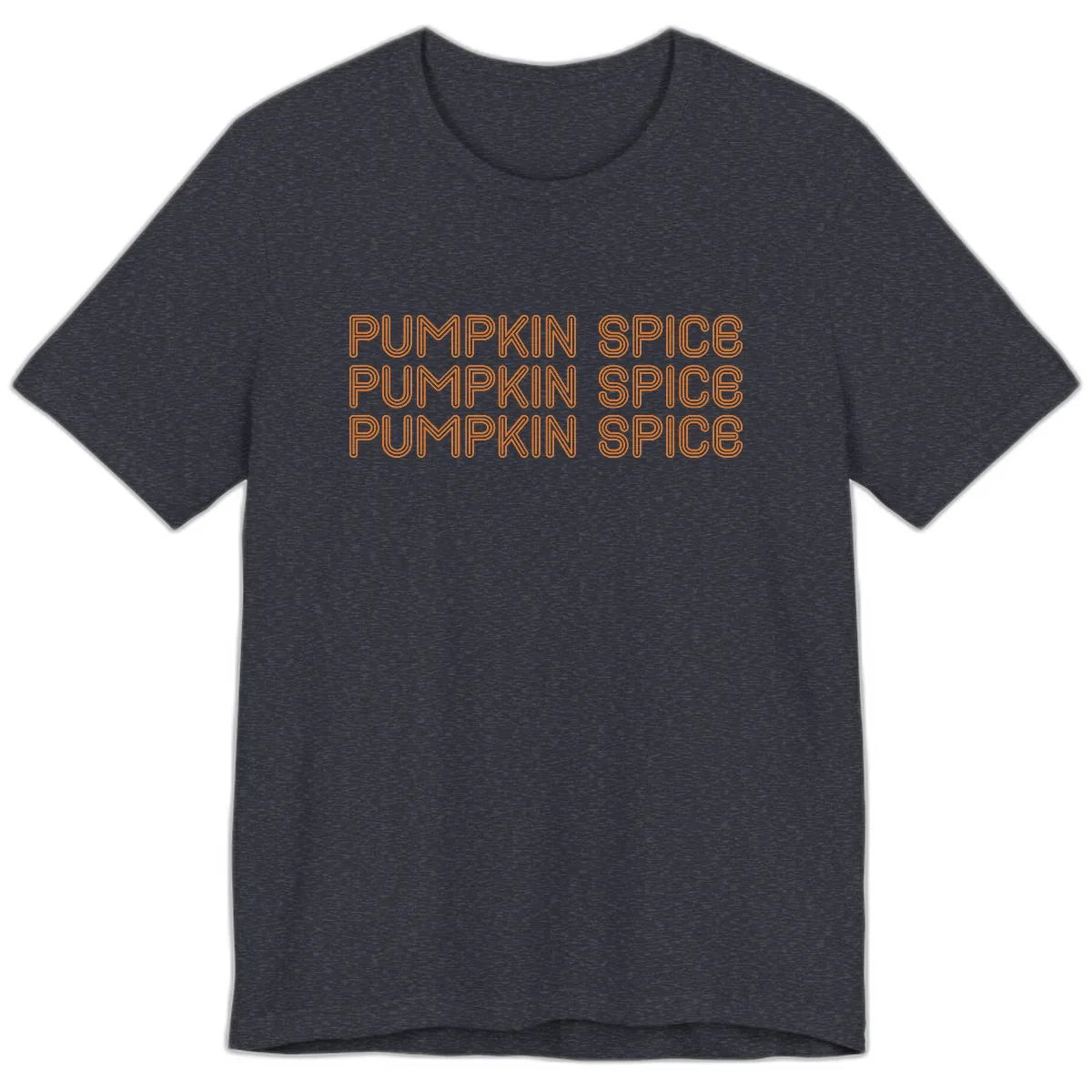 Pumpkin Spice Text Pattern Premium T-Shirt in Heather Navy
