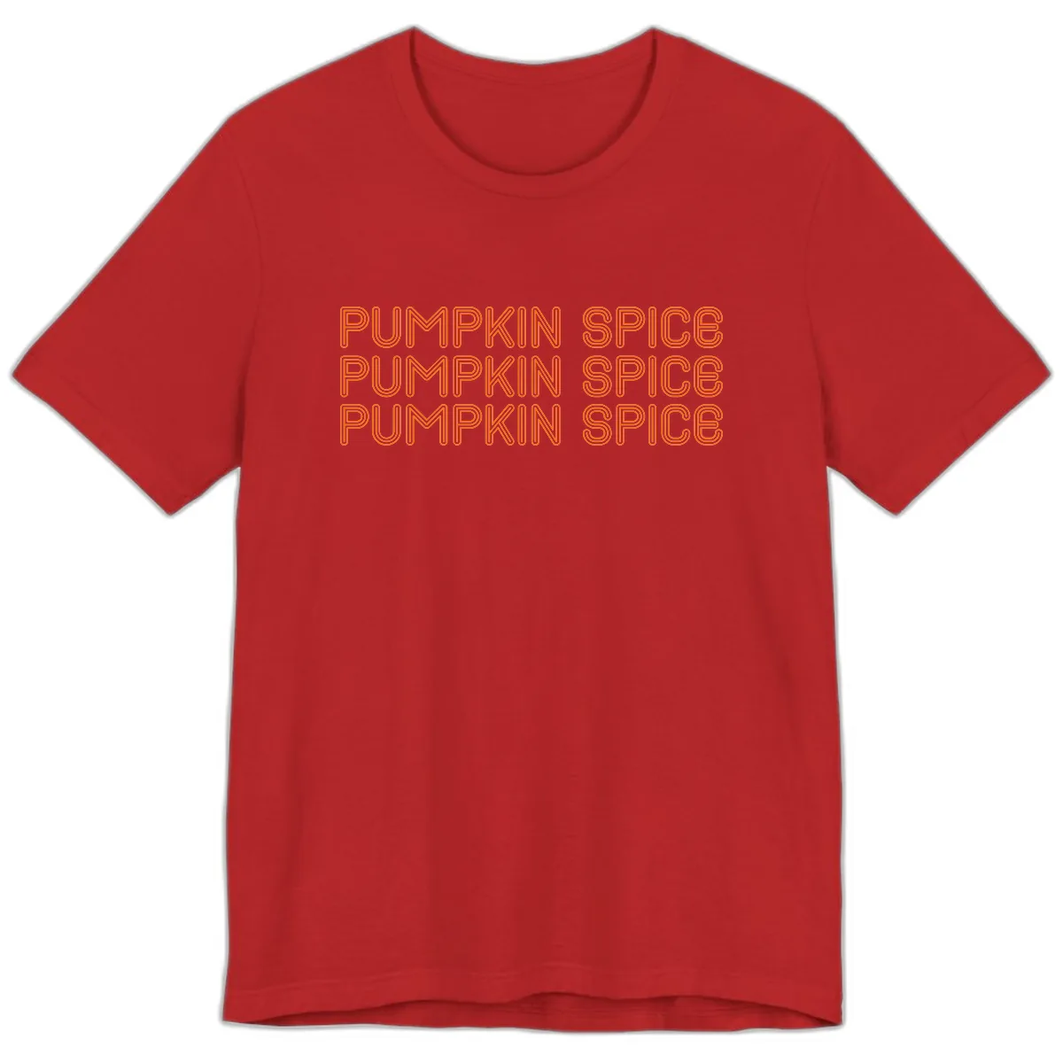 Pumpkin Spice Text Pattern Premium T-Shirt in Red
