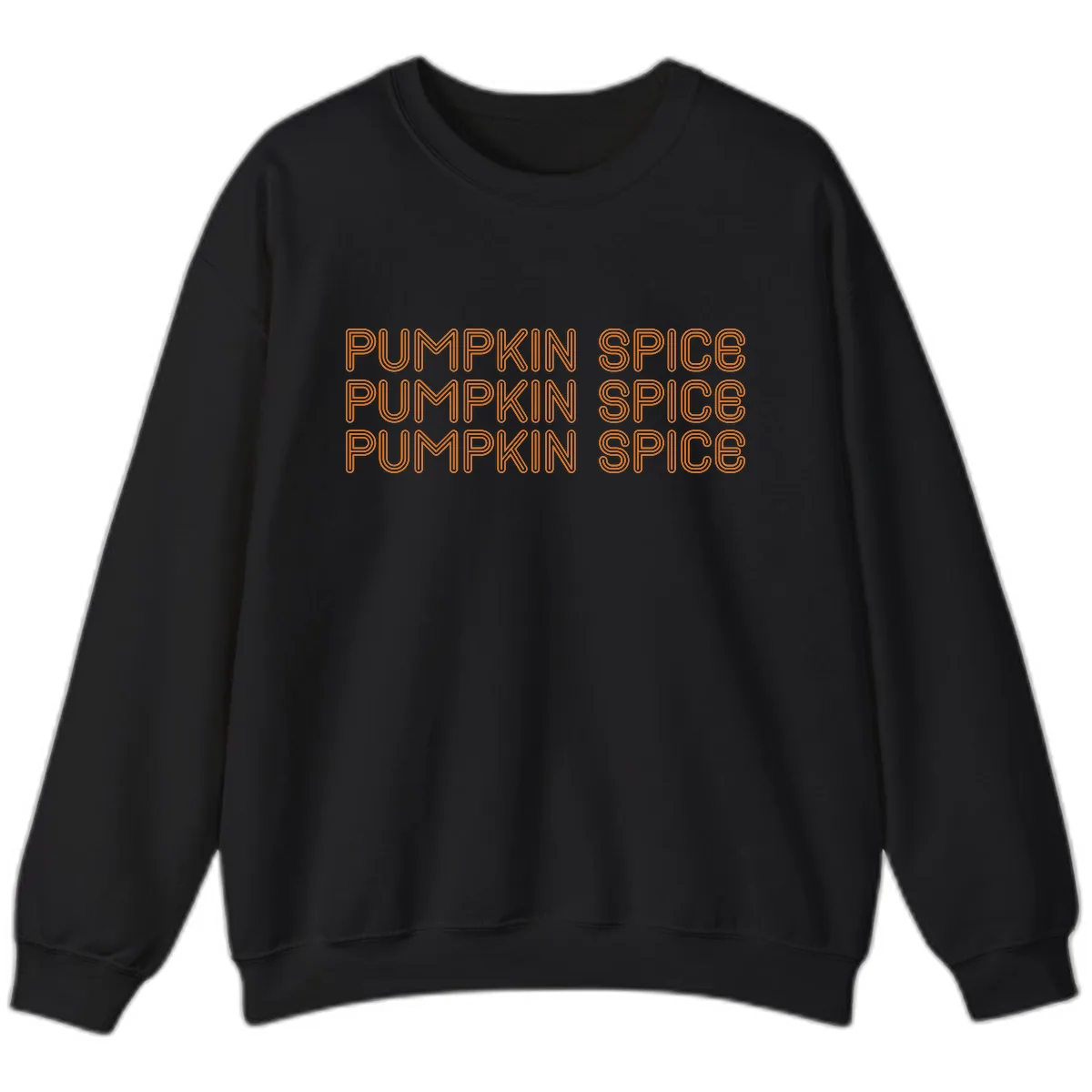 Pumpkin Spice Text Pattern Sweatshirt in Black