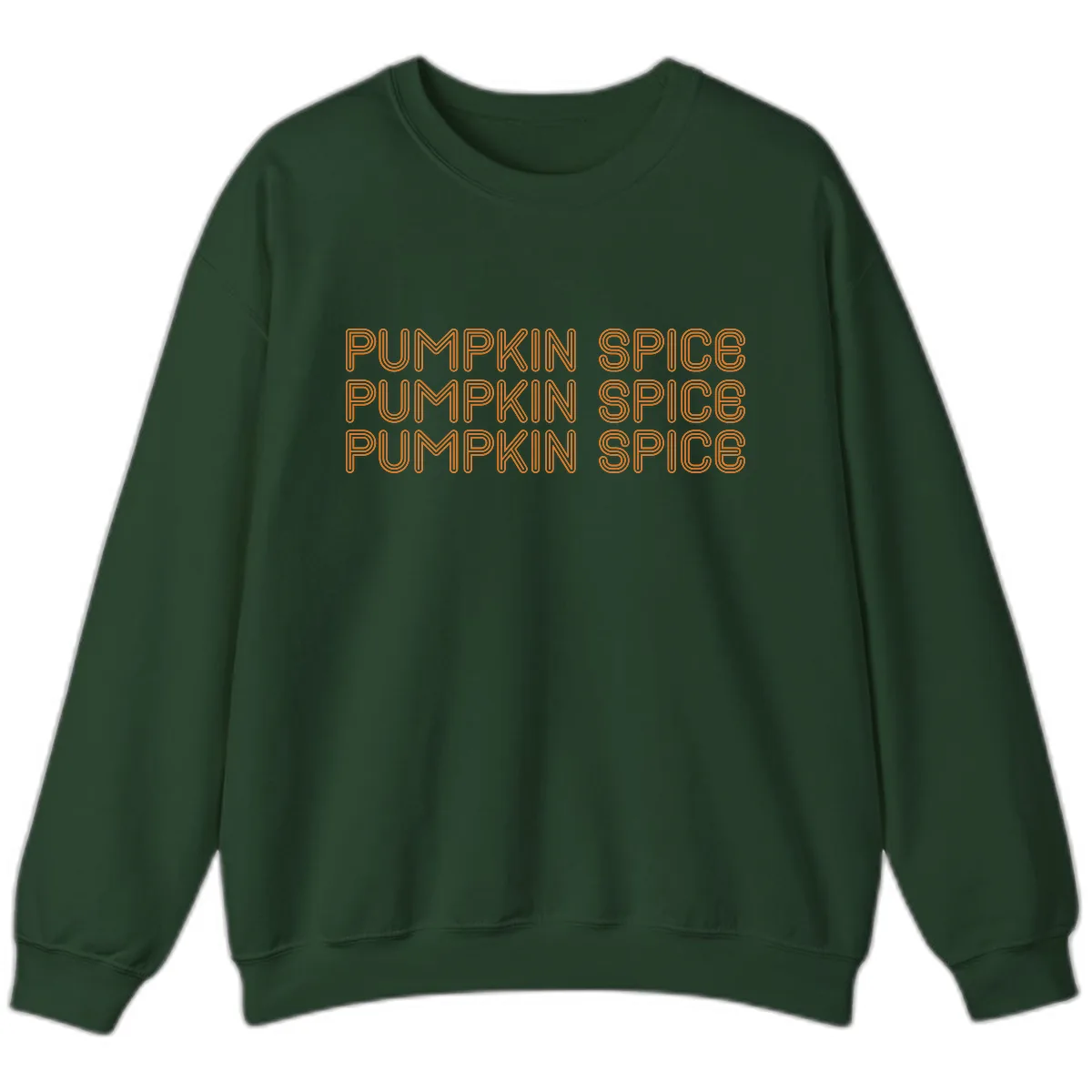 Pumpkin Spice Text Pattern Sweatshirt in Forest Green