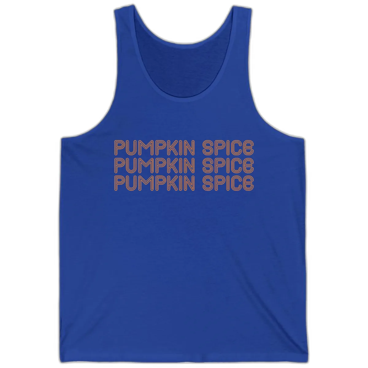 Pumpkin Spice Text Pattern Tank in True Royal