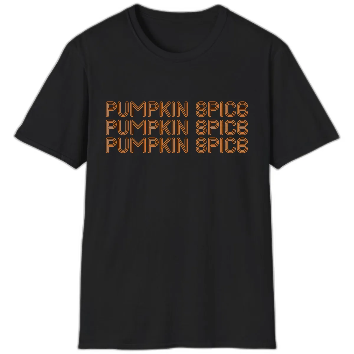 Pumpkin Spice Text Pattern T-Shirt in Black