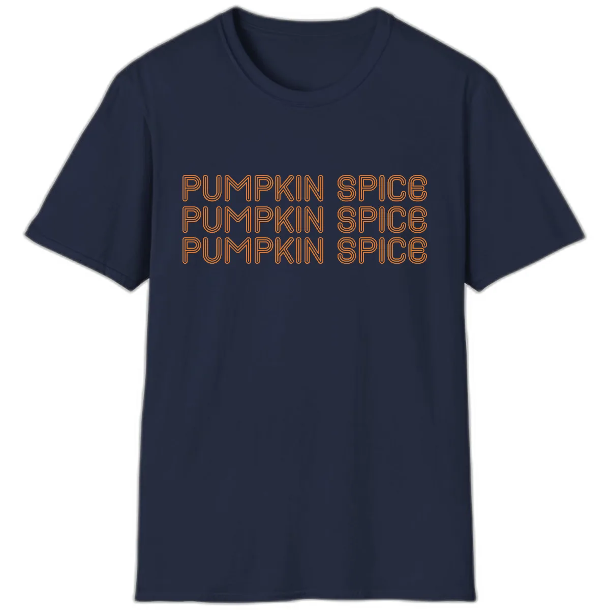 Pumpkin Spice Text Pattern T-Shirt in Navy