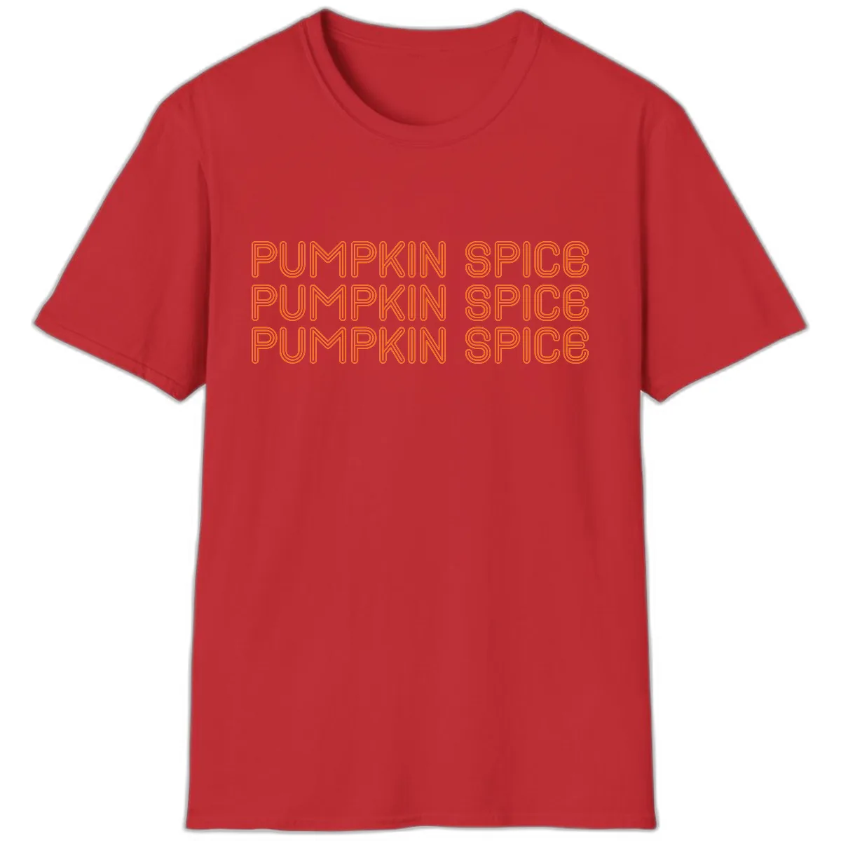Pumpkin Spice Text Pattern T-Shirt in Red