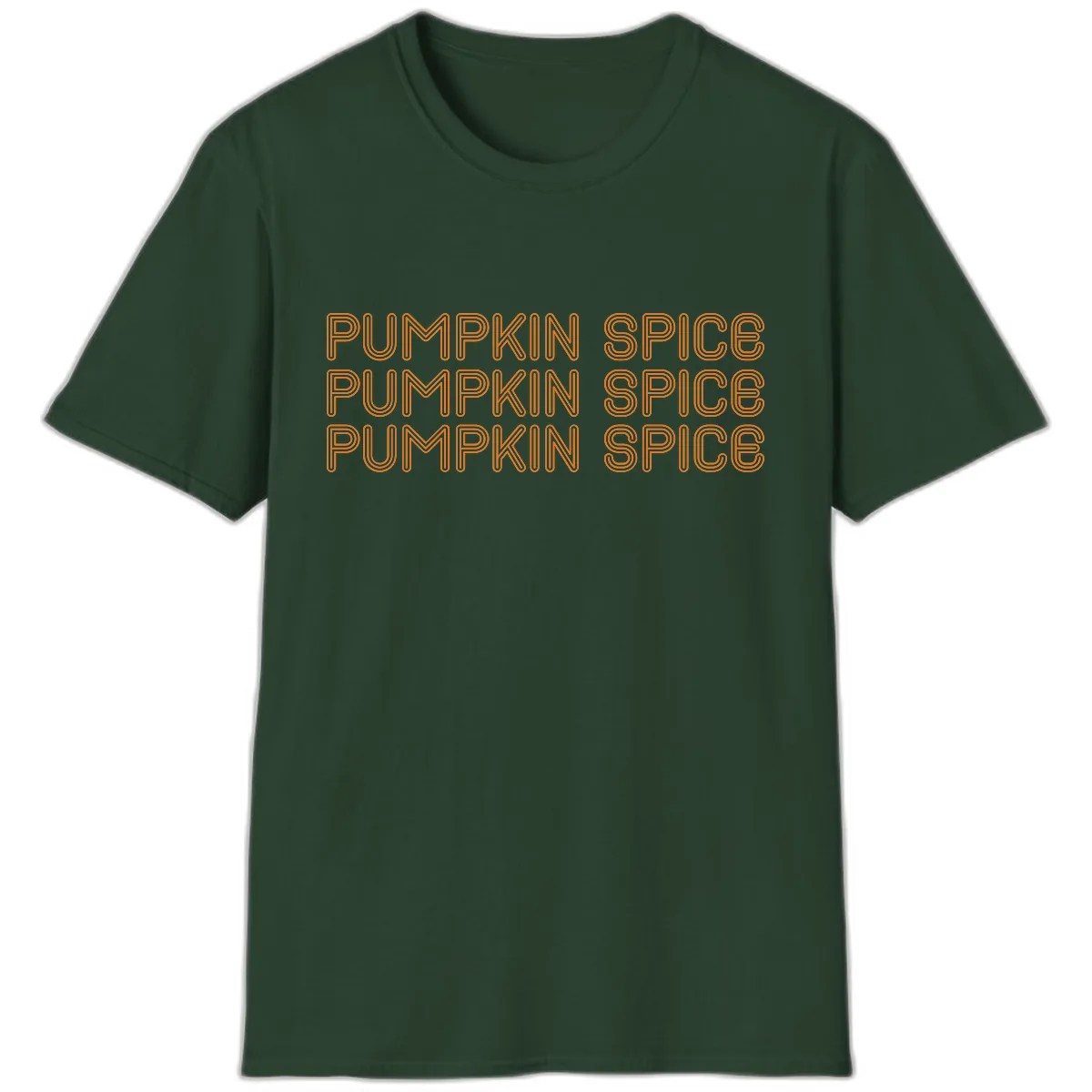 Pumpkin Spice Text Pattern T-Shirt in Forest Green