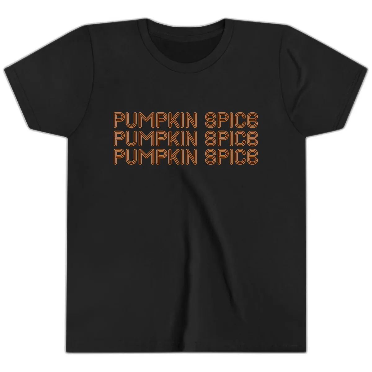 Pumpkin Spice Text Pattern Youth T-Shirt in Black
