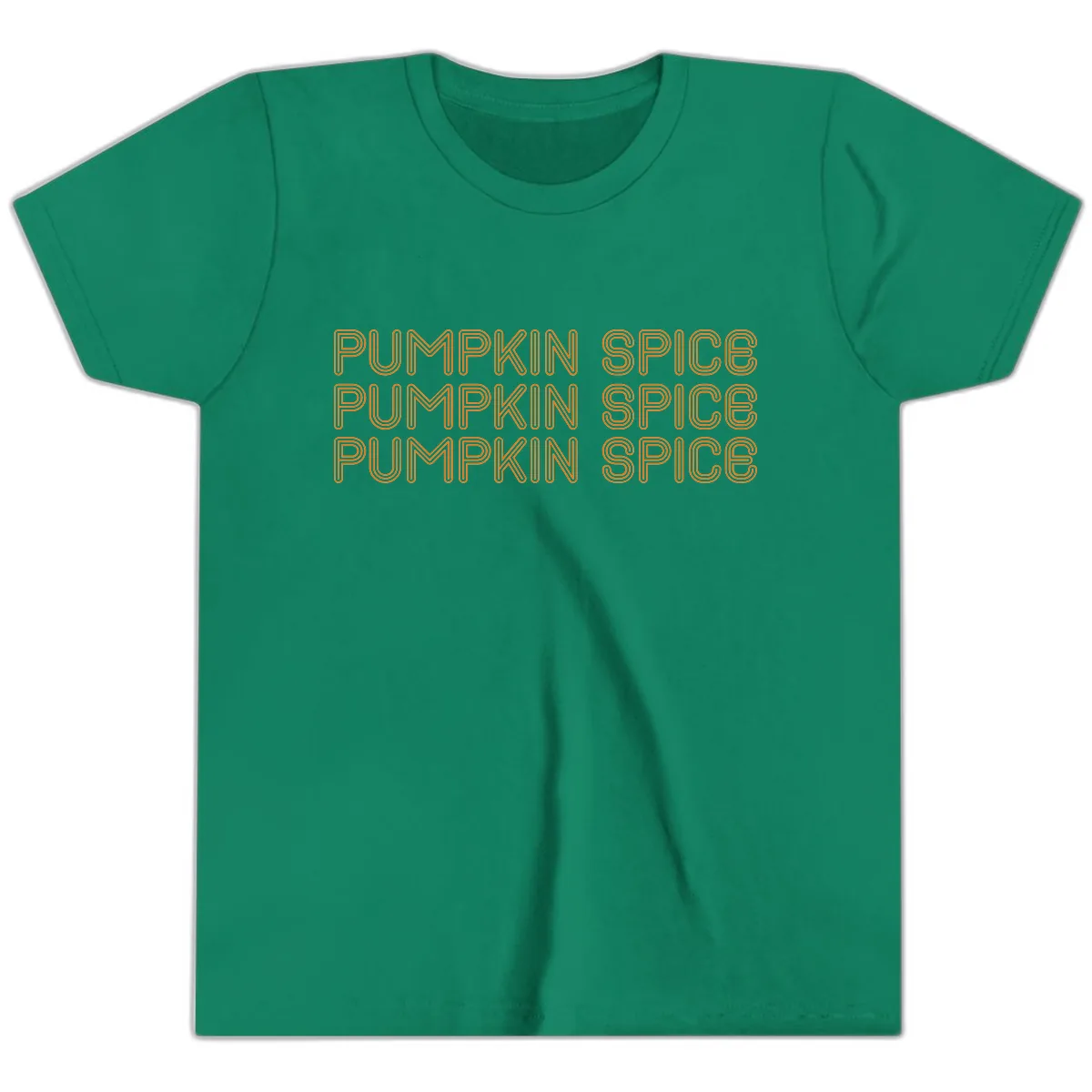 Pumpkin Spice Text Pattern Youth T-Shirt in Kelly
