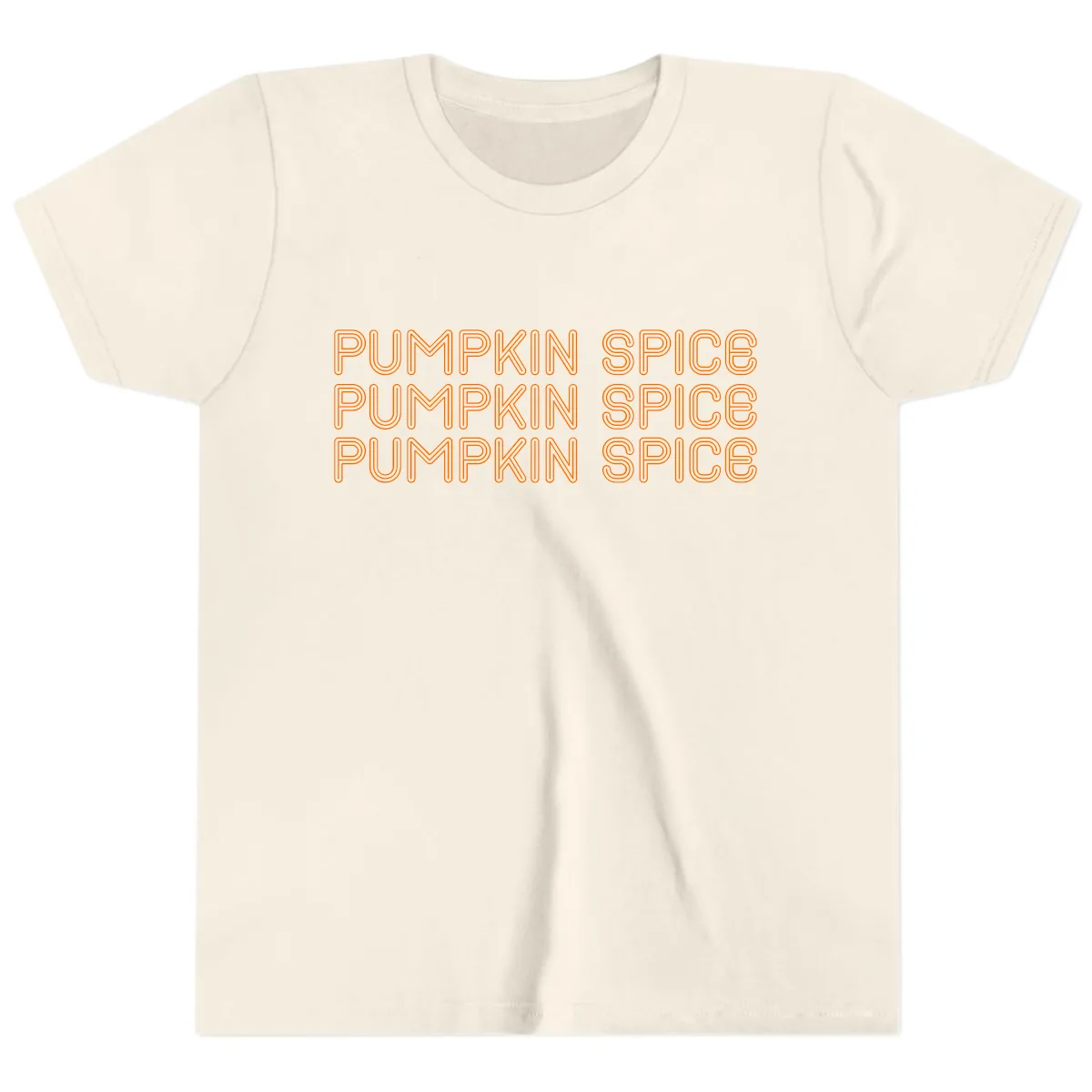 Pumpkin Spice Text Pattern Youth T-Shirt in Natural