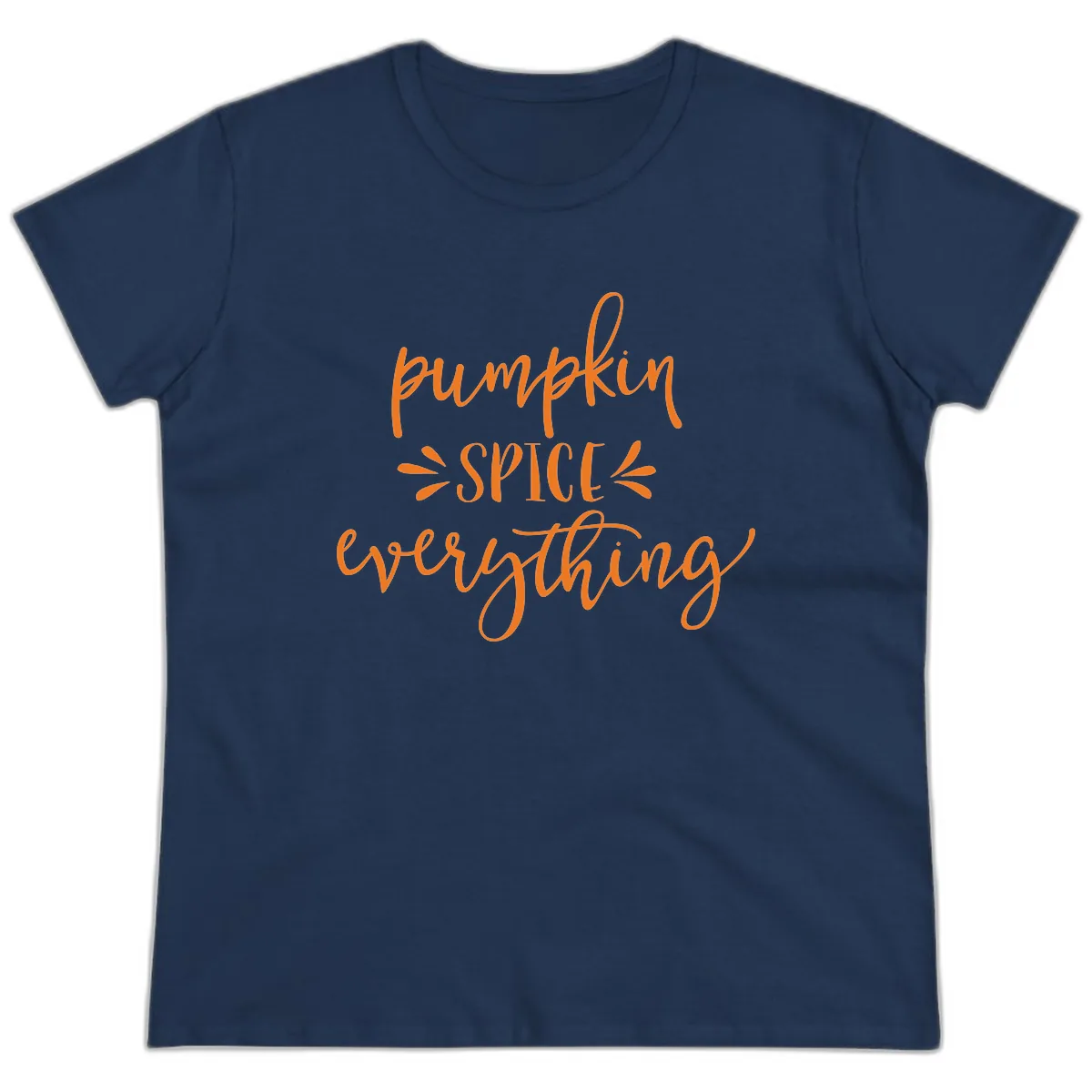 Pumpkin Spice Everything Fall Theme Ladies Tee in Navy
