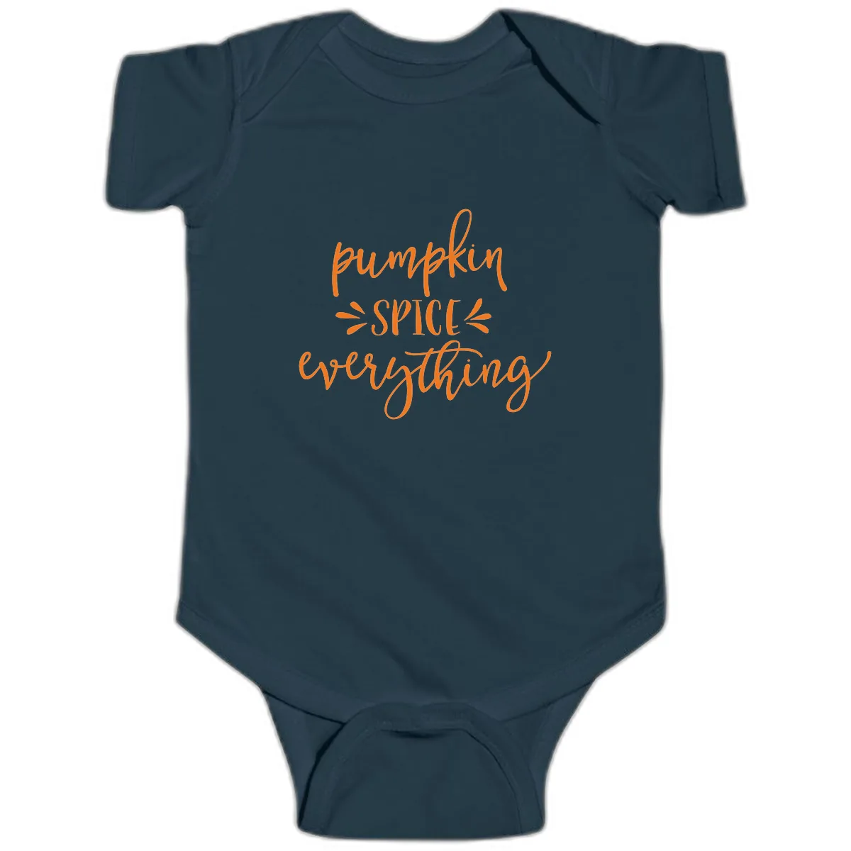 Pumpkin Spice Everything Fall Theme Baby Onesie in Navy