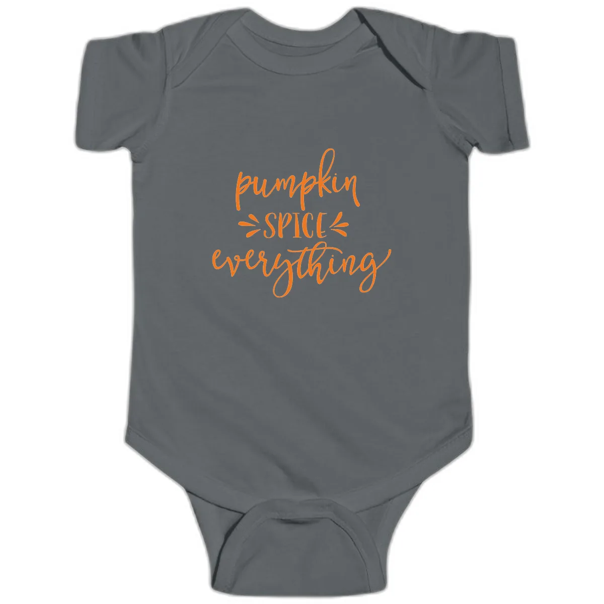 Pumpkin Spice Everything Fall Theme Baby Onesie in Charcoal