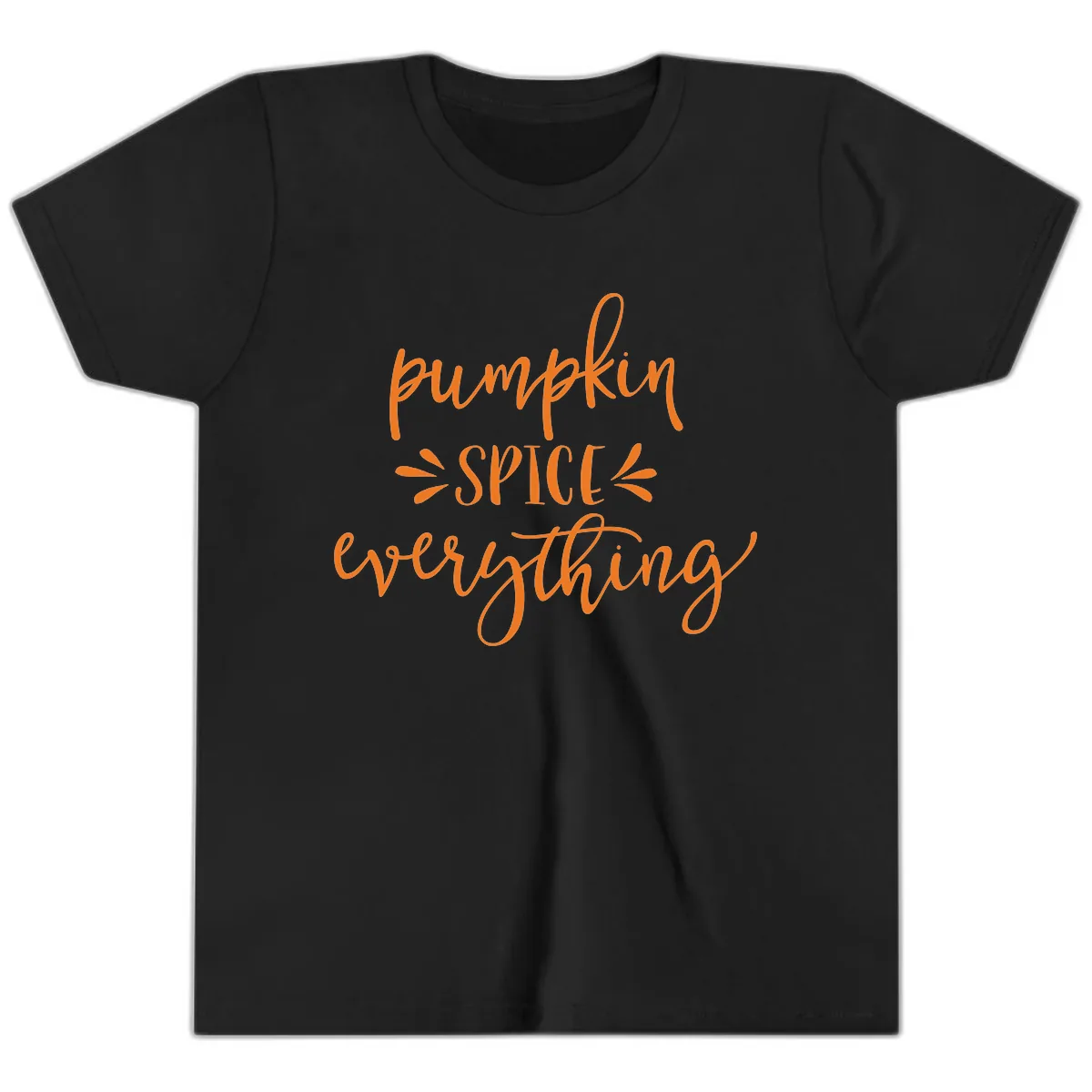 Pumpkin Spice Everything Fall Theme Youth T-Shirt in Black