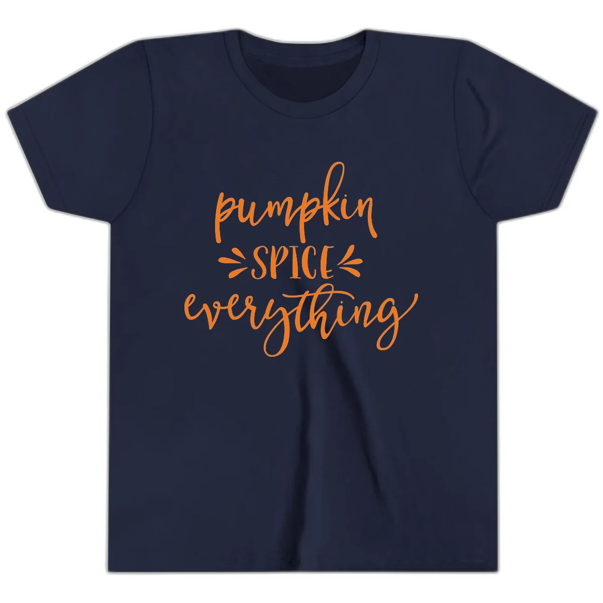 Pumpkin Spice Everything Fall Theme Youth T-Shirt in Navy