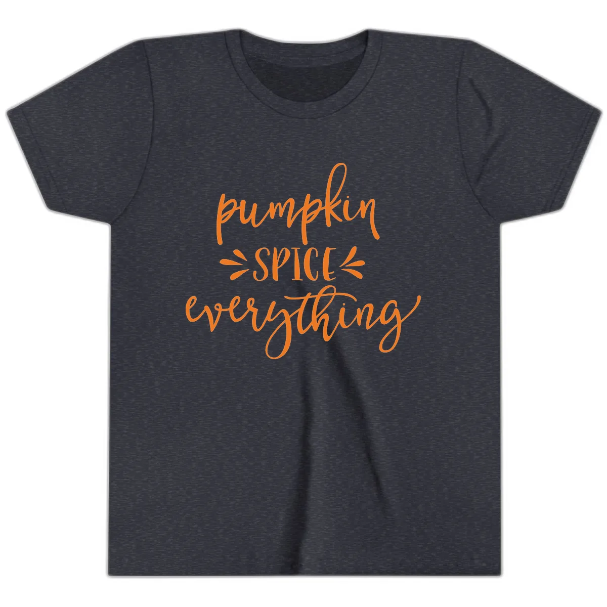 Pumpkin Spice Everything Fall Theme Youth T-Shirt in Heather Navy