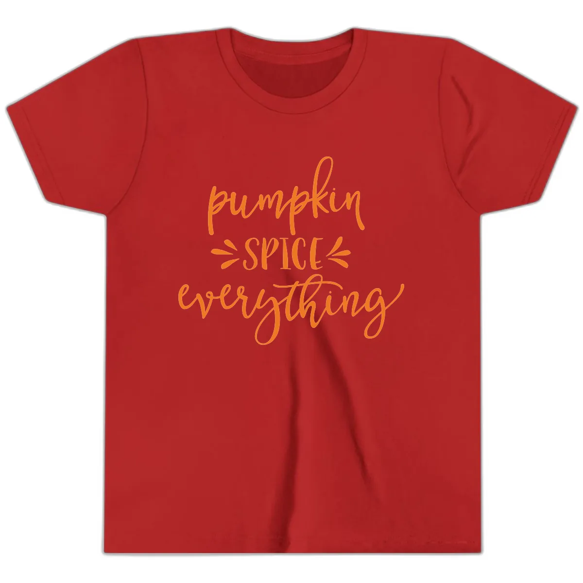 Pumpkin Spice Everything Fall Theme Youth T-Shirt in Red