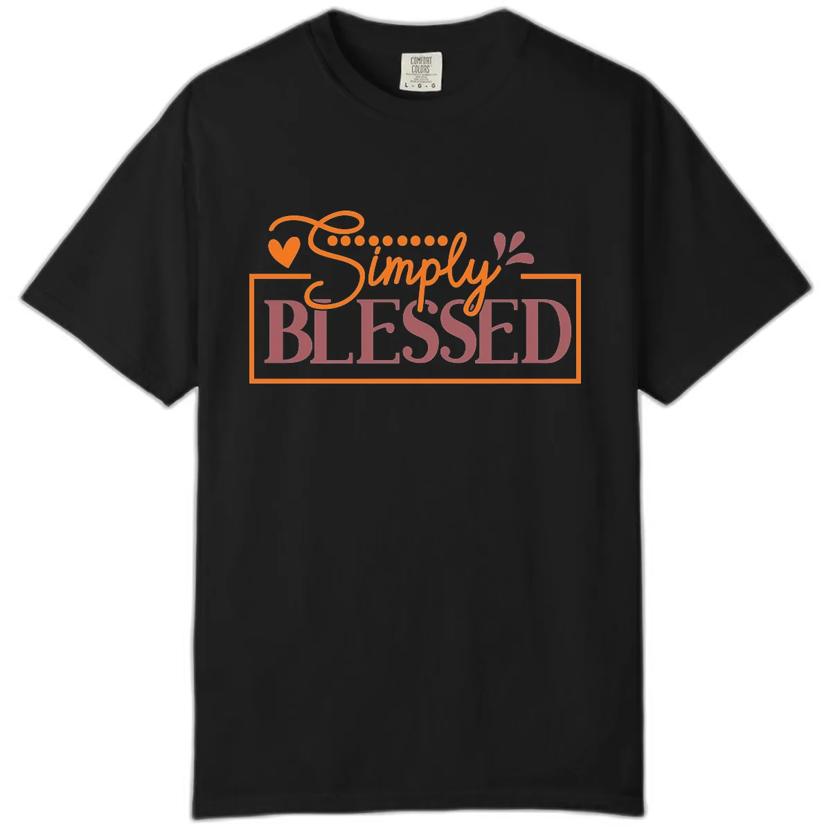 Simply Blessed Inspirational Typography Comfort Color in Black
