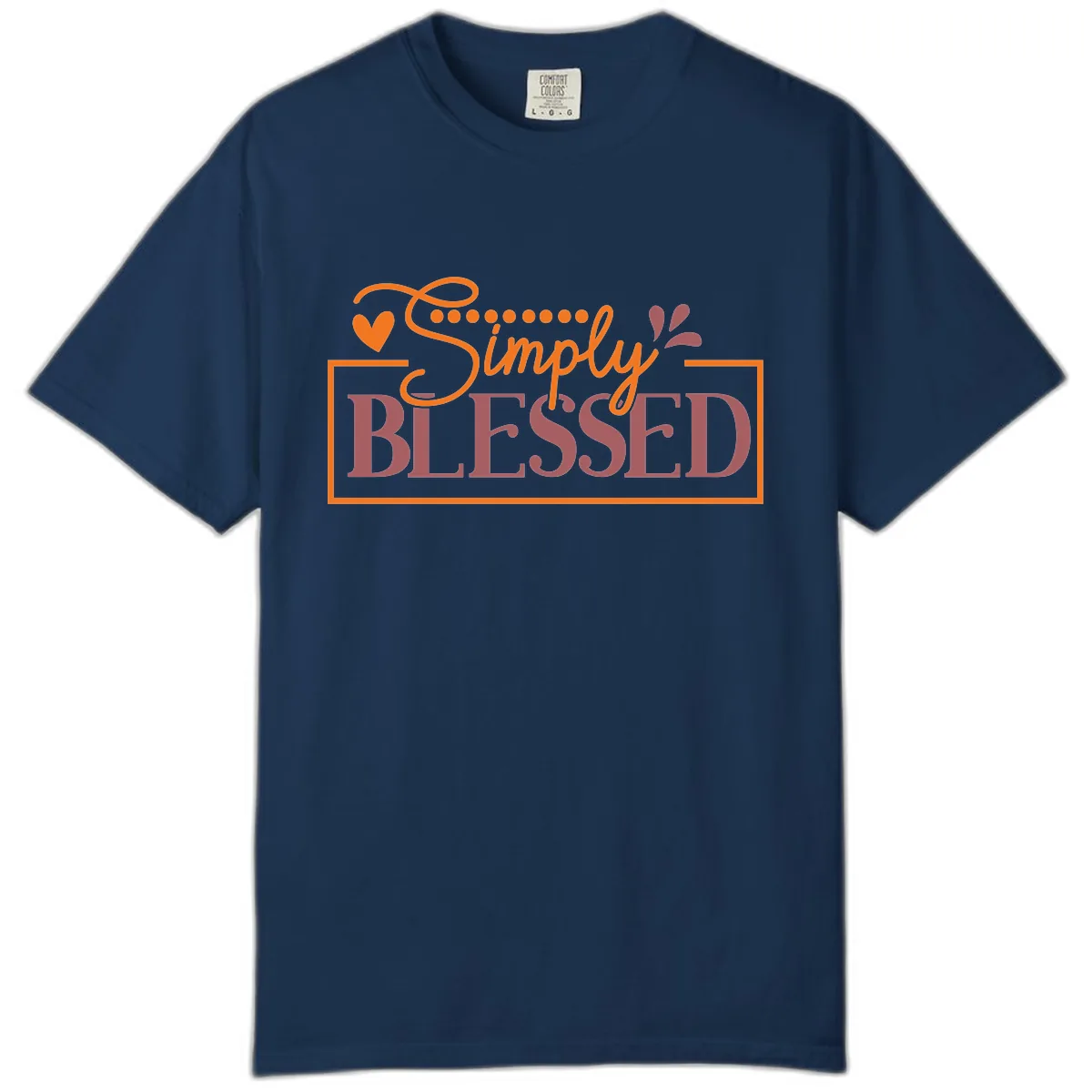 Simply Blessed Inspirational Typography Comfort Color in Navy