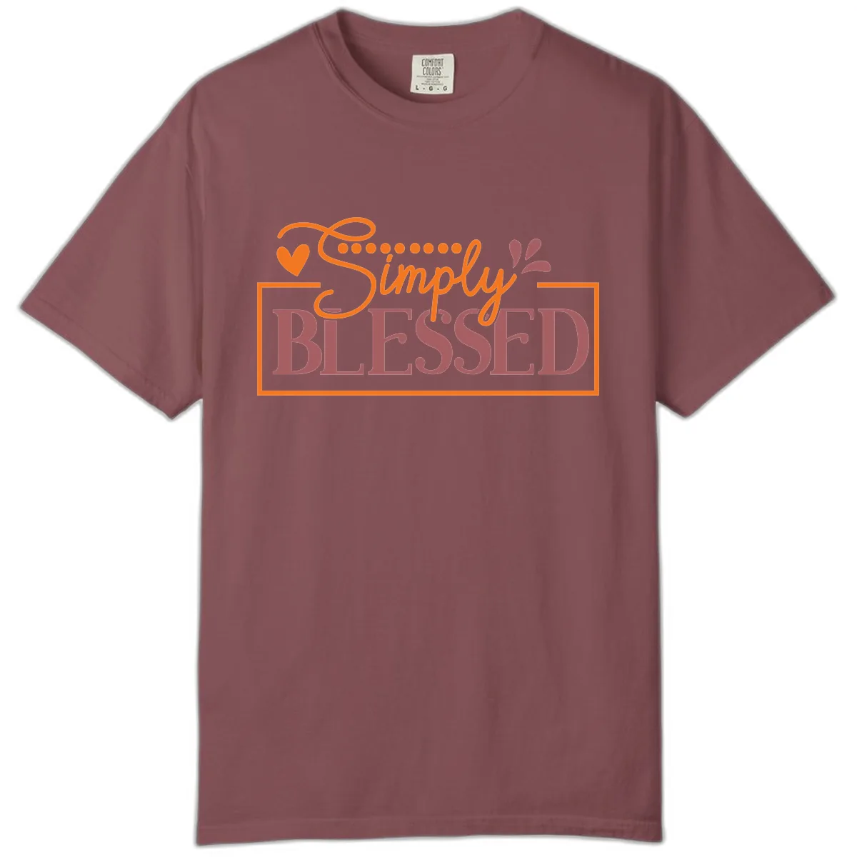 Simply Blessed Inspirational Typography Comfort Color in Brick