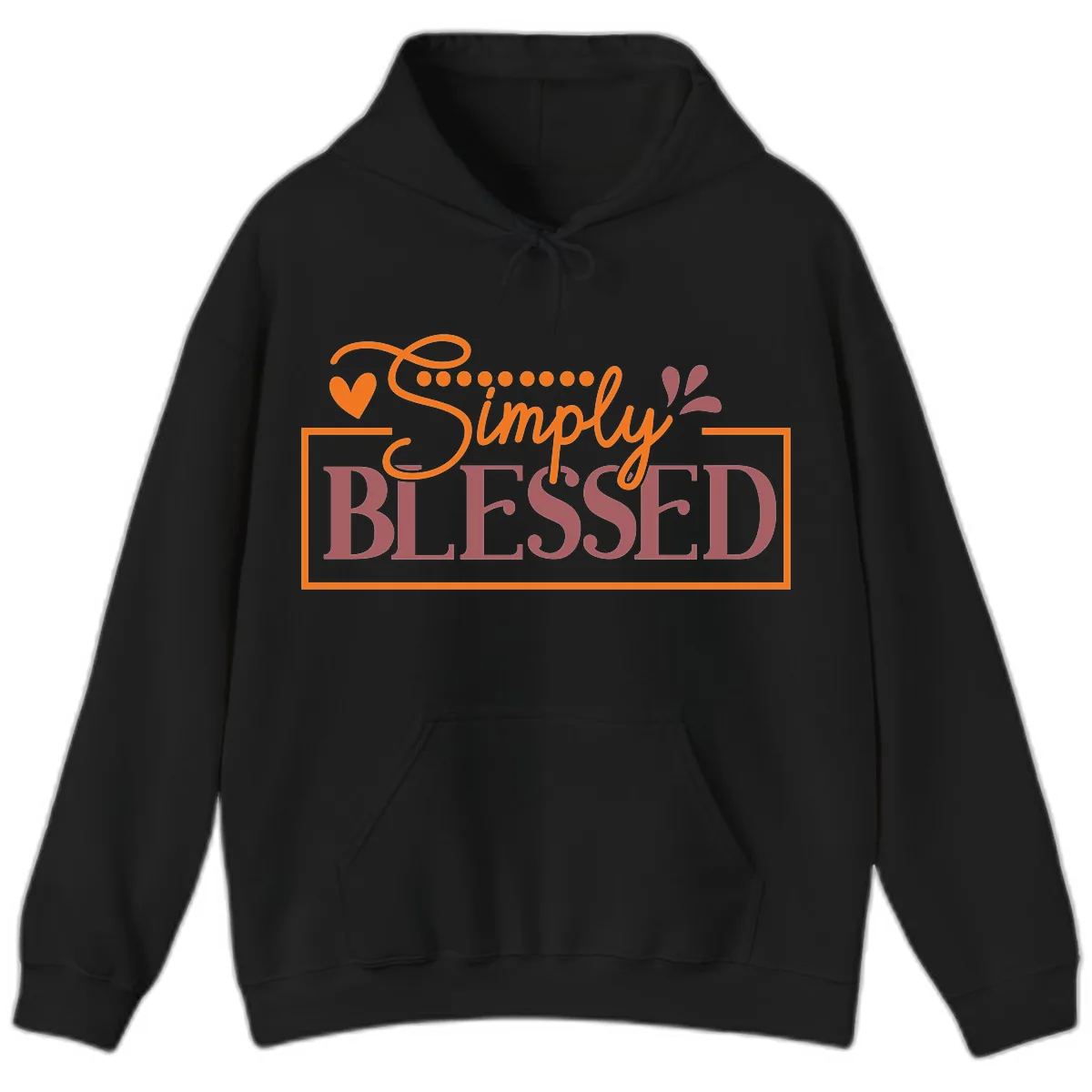 Simply Blessed Inspirational Typography Hoodie in Black