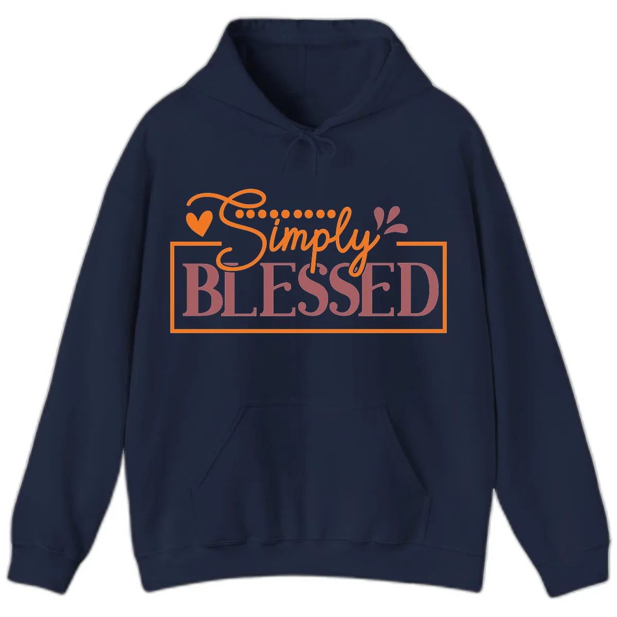 Simply Blessed Inspirational Typography Hoodie in Navy