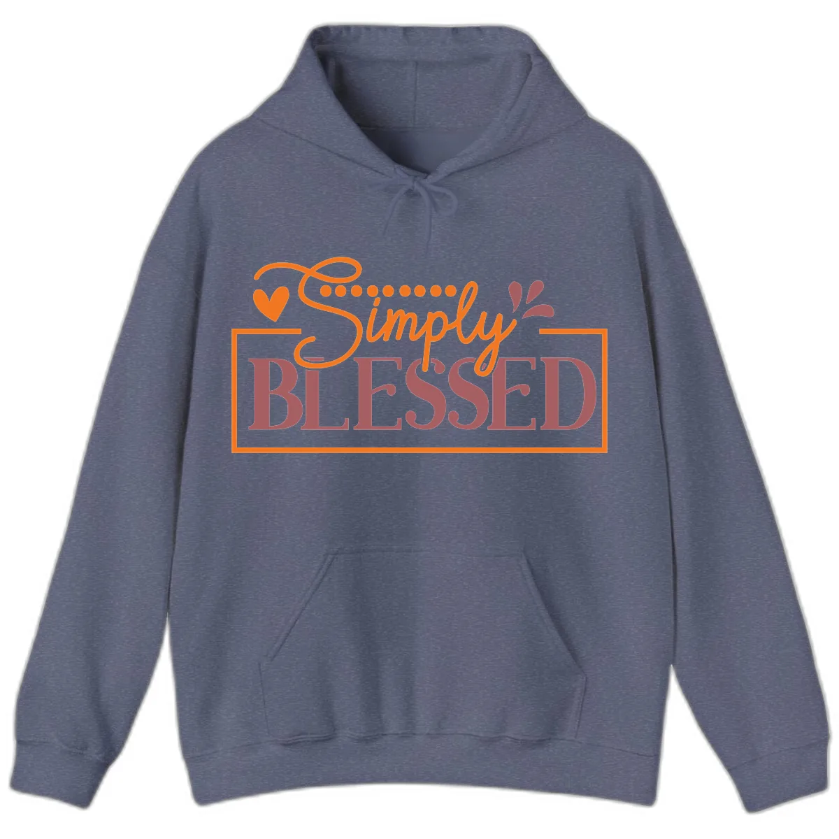 Simply Blessed Inspirational Typography Hoodie in Heather Navy