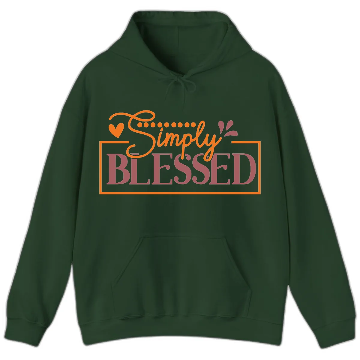 Simply Blessed Inspirational Typography Hoodie in Forest Green