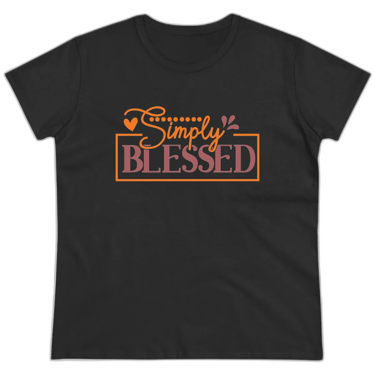 Simply Blessed Inspirational Typography Ladies Tee in Black