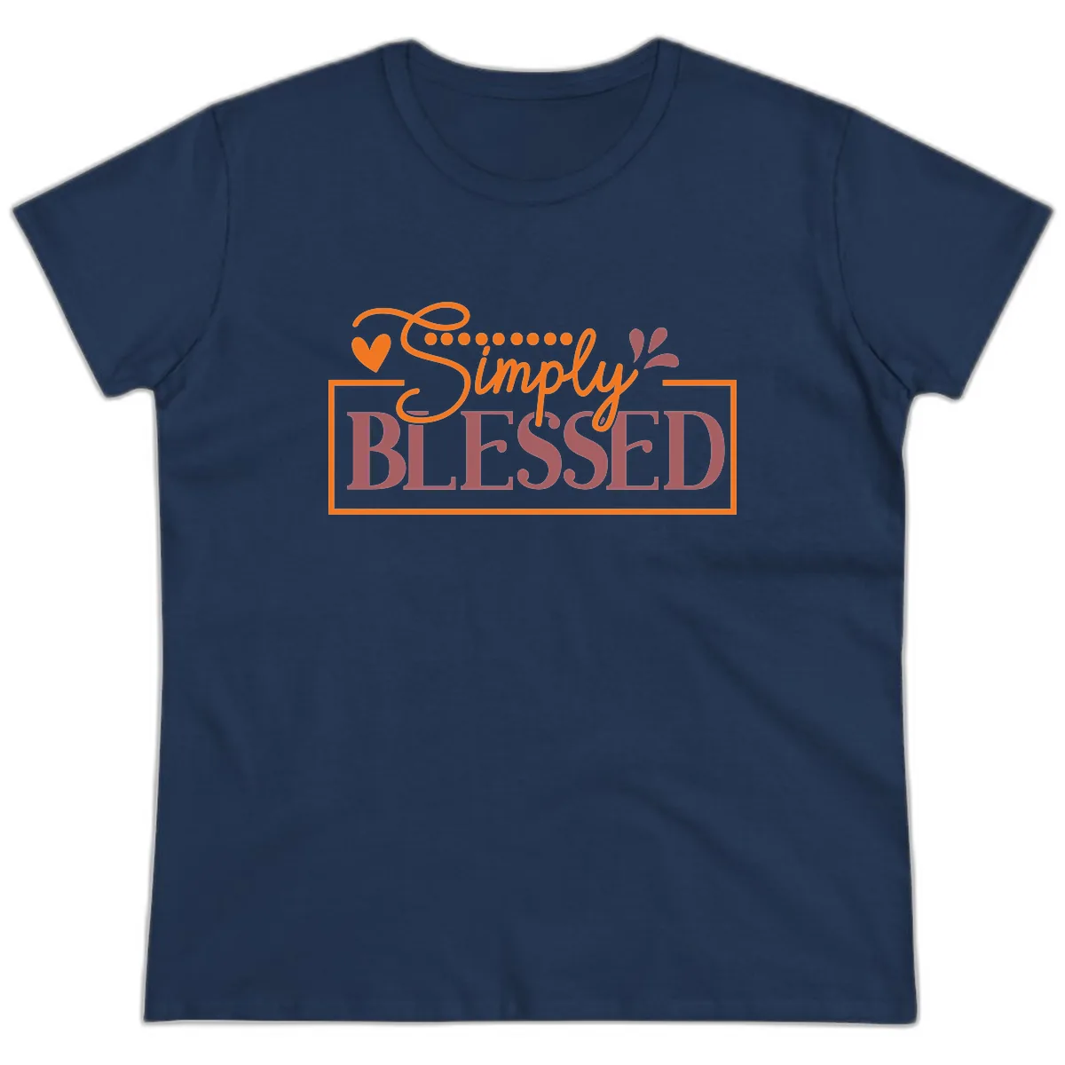 Simply Blessed Inspirational Typography Ladies Tee in Navy