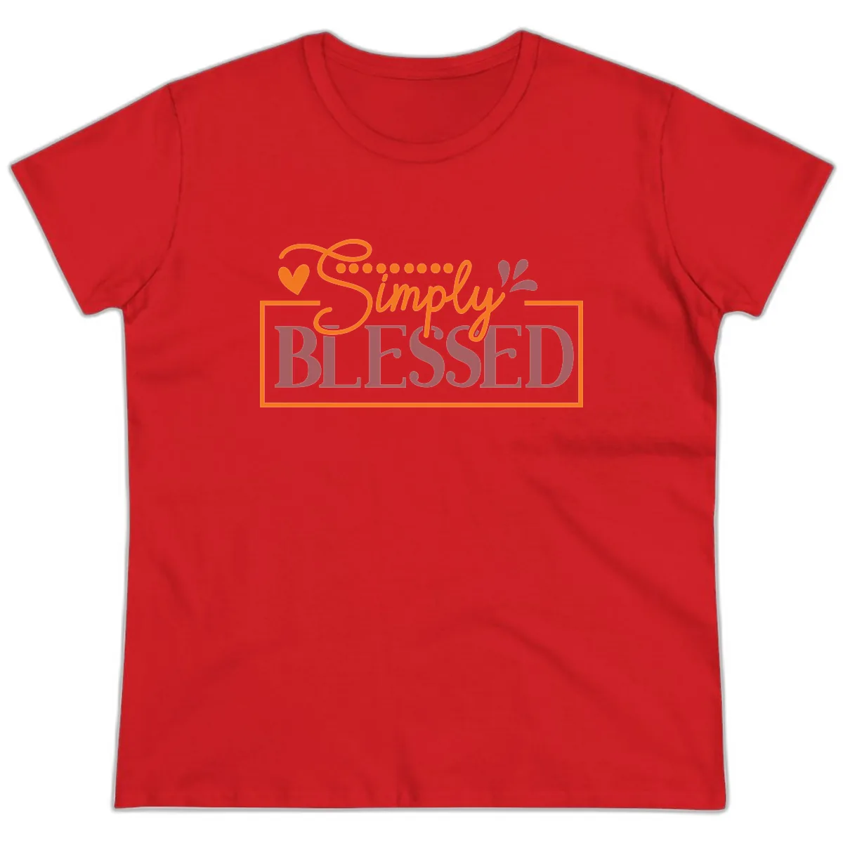 Simply Blessed Inspirational Typography Ladies Tee in Red