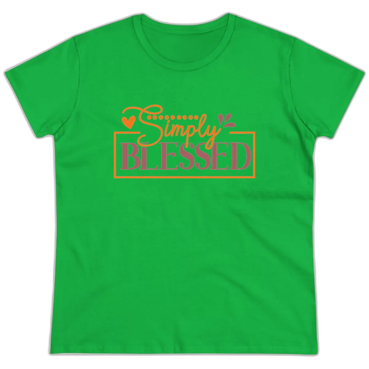 Simply Blessed Inspirational Typography Ladies Tee in Irish Green