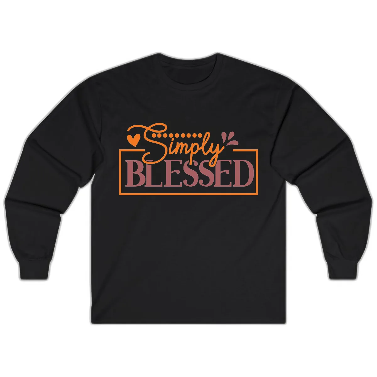 Simply Blessed Inspirational Typography Long Sleeve in Black