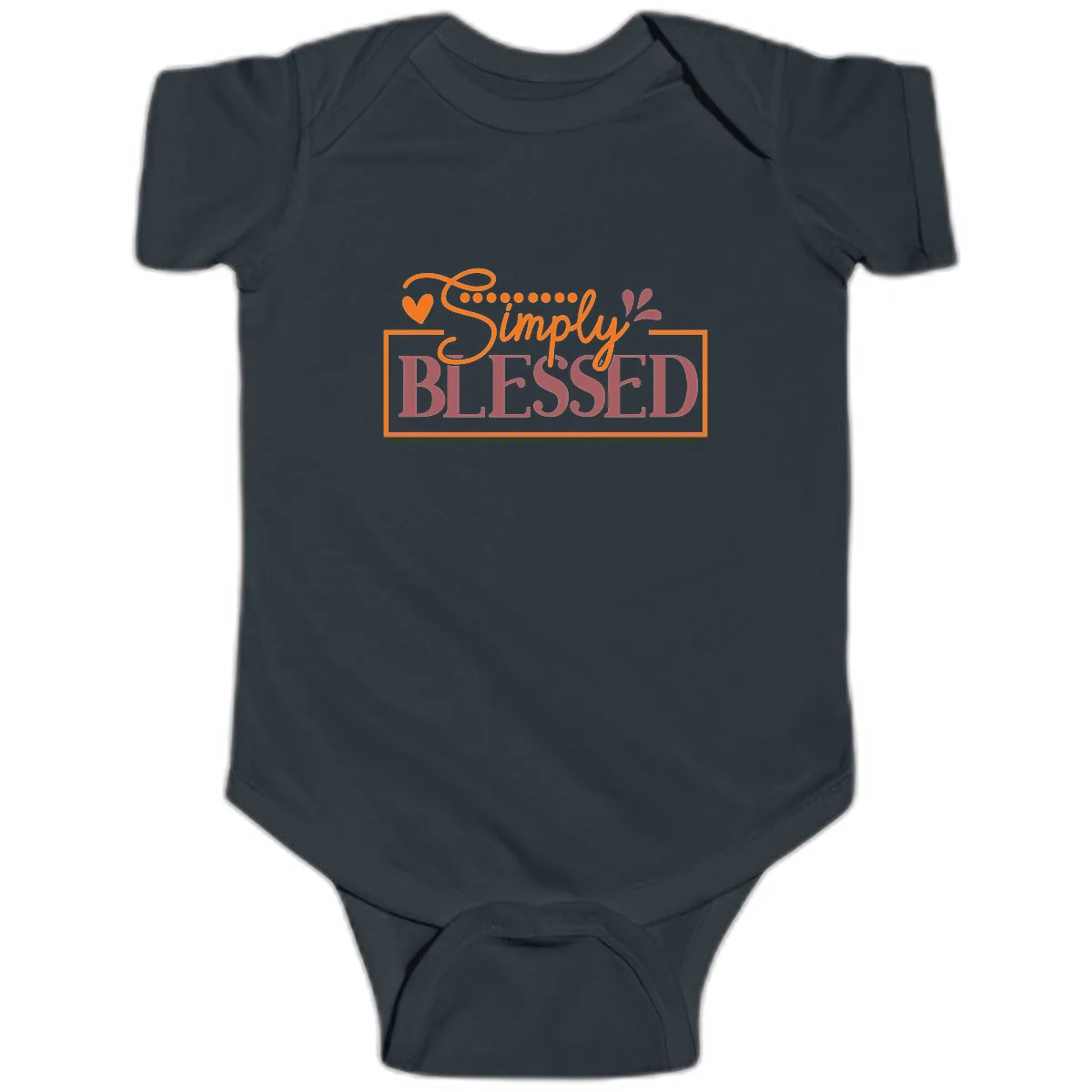 Simply Blessed Inspirational Typography Baby Onesie in Black